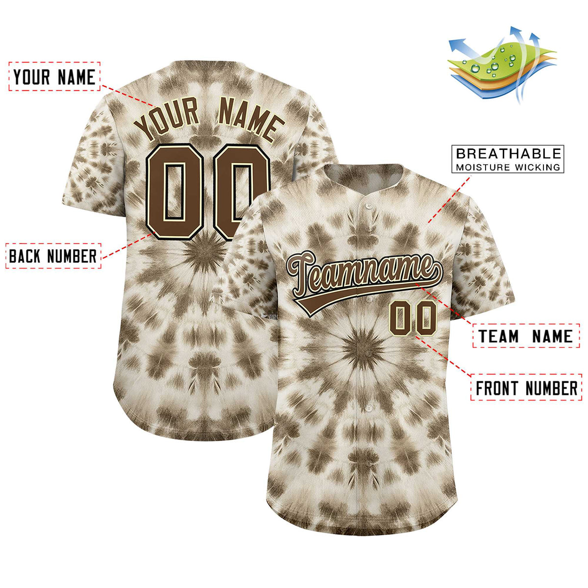 Custom Multi Color Tie-Dye Graffiti Pattern Authentic Baseball Jersey