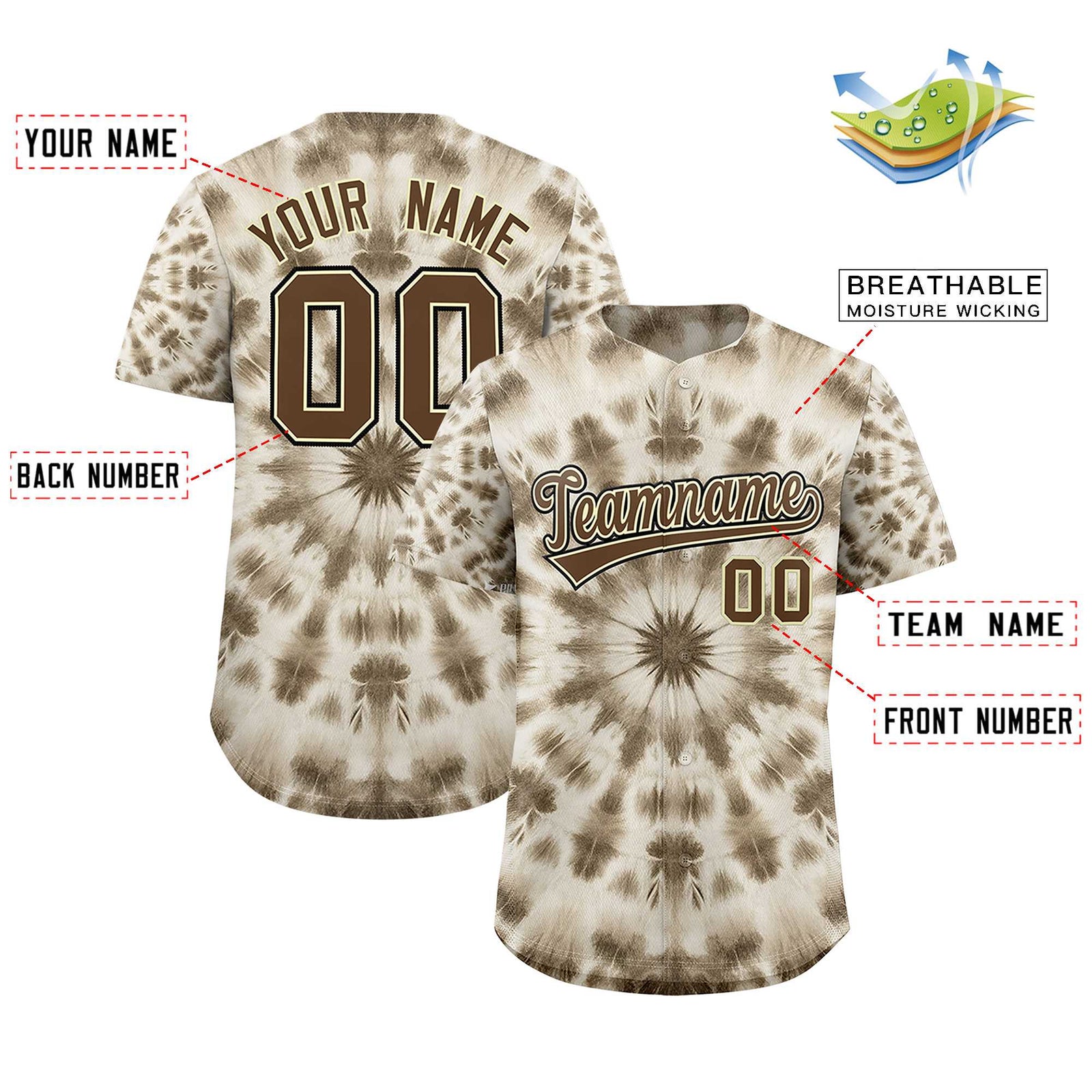 Custom Multi Color Tie-Dye Graffiti Pattern Authentic Baseball Jersey