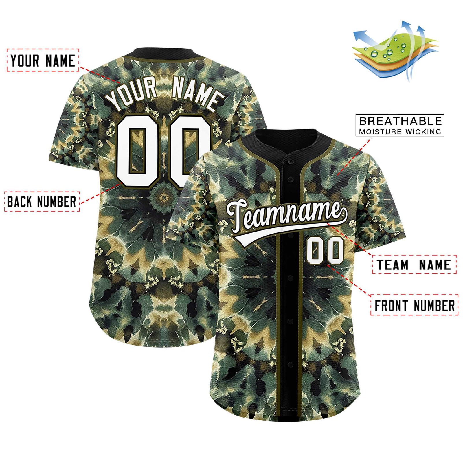 Custom Black Tie-Dye Graffiti Pattern Authentic Baseball Jersey