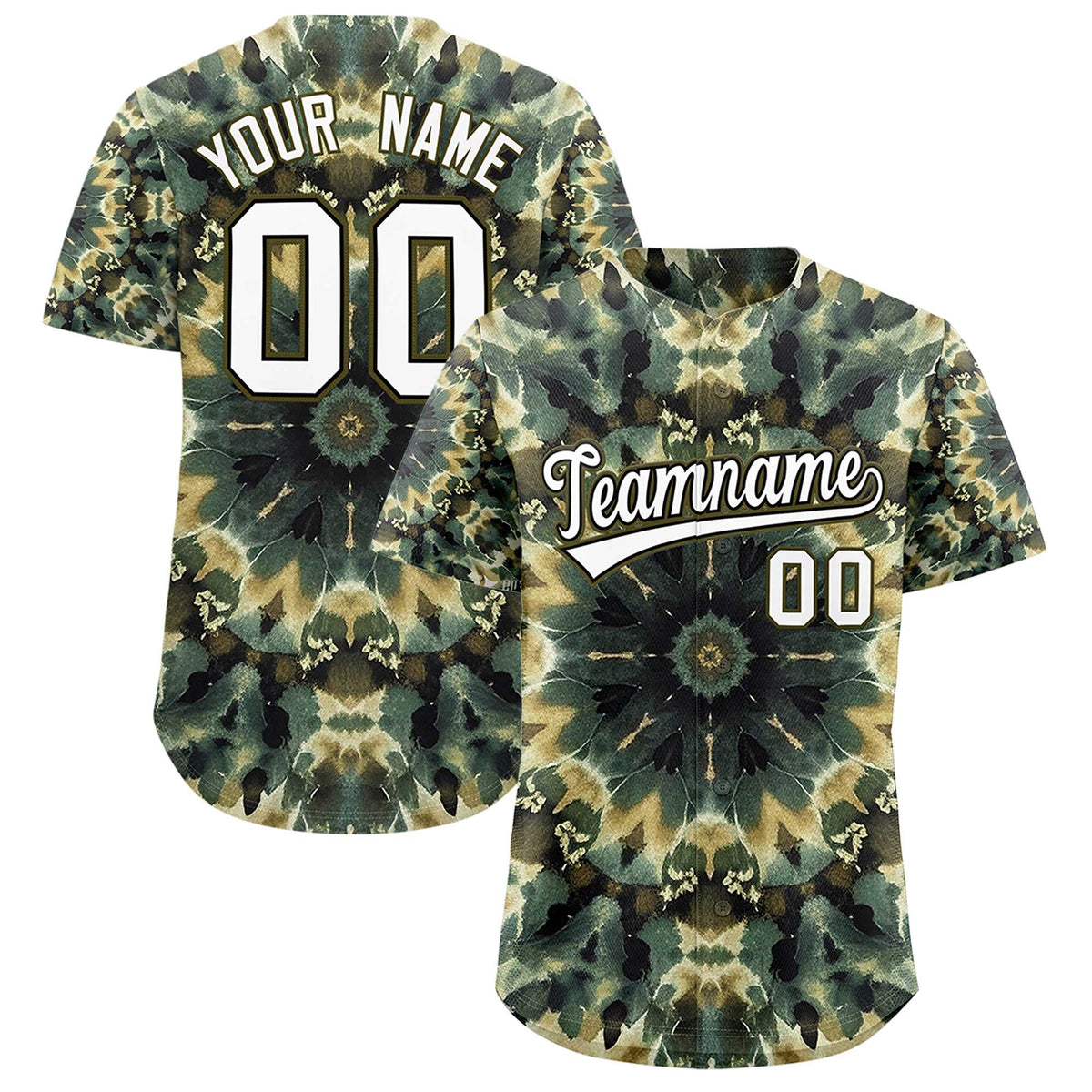 Custom Multi Color Tie-Dye Graffiti Pattern Authentic Baseball Jersey