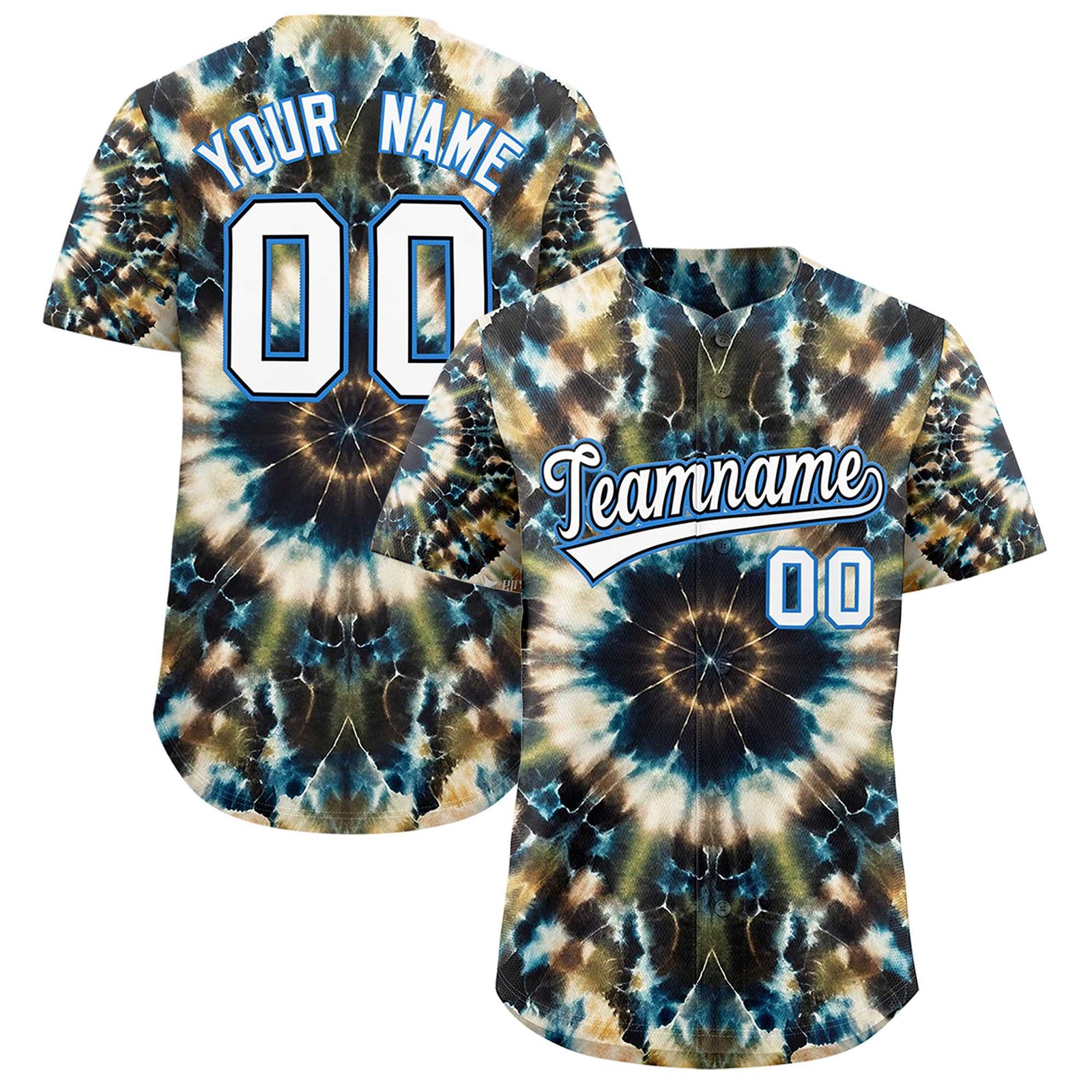 Custom Multi Color Tie-Dye Graffiti Pattern Authentic Baseball Jersey