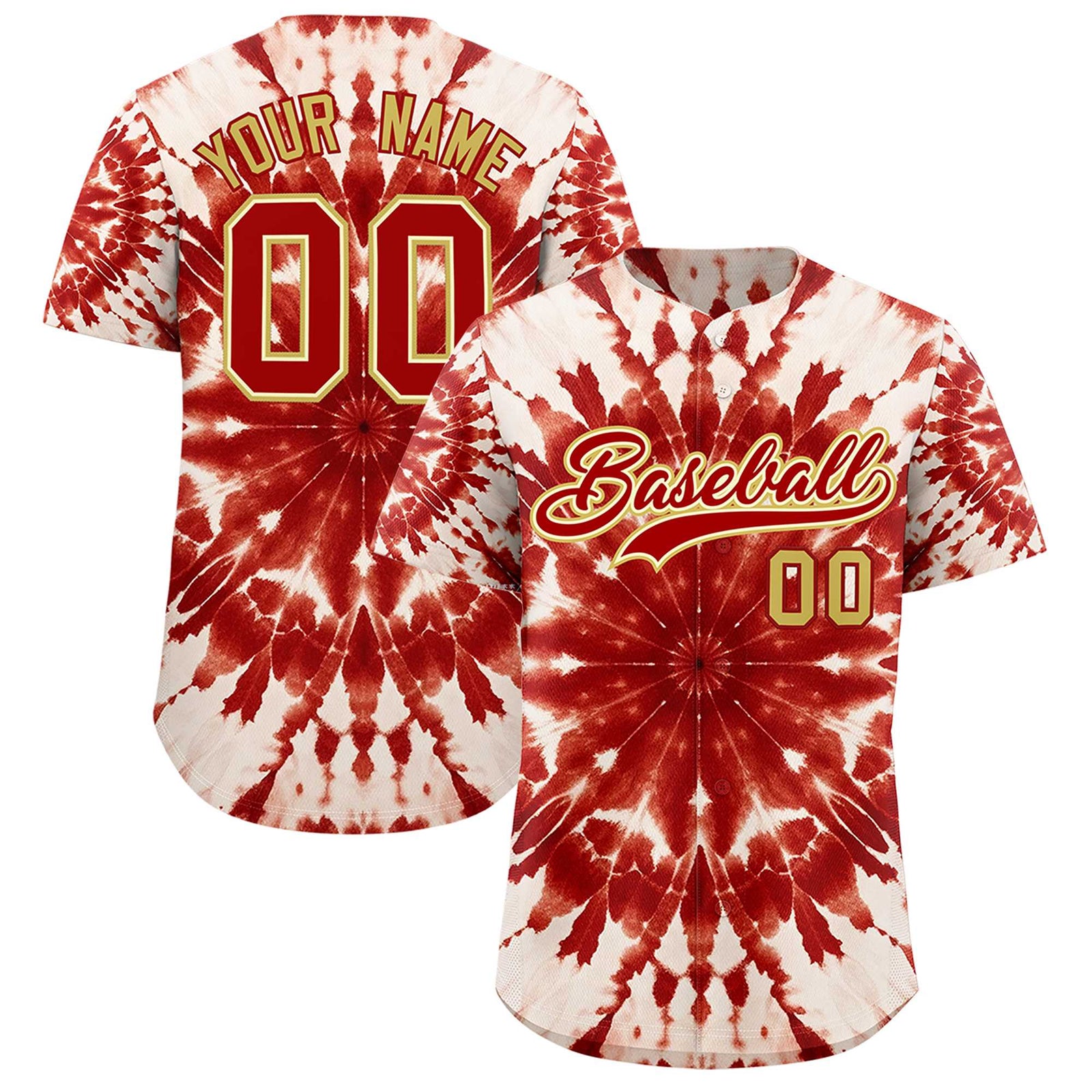 Custom Multi Color Tie-Dye Graffiti Pattern Authentic Baseball Jersey
