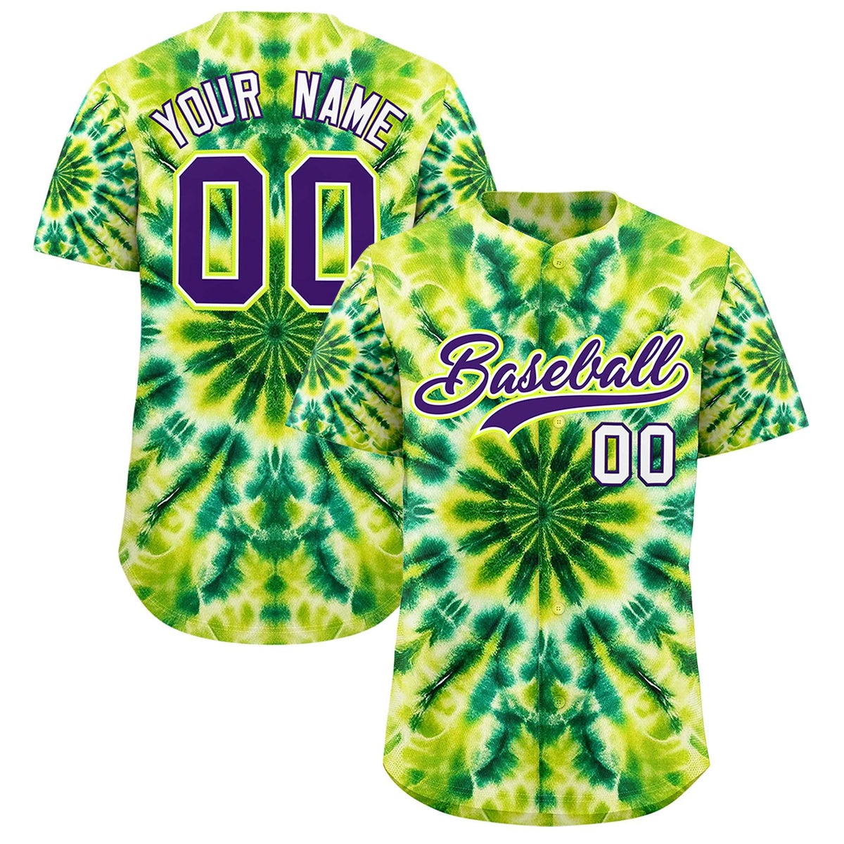 Custom Multi Color Tie-Dye Graffiti Pattern Authentic Baseball Jersey