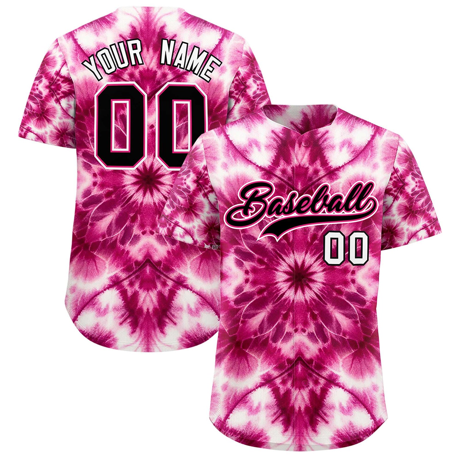 Custom Multi Color Tie-Dye Graffiti Pattern Authentic Baseball Jersey