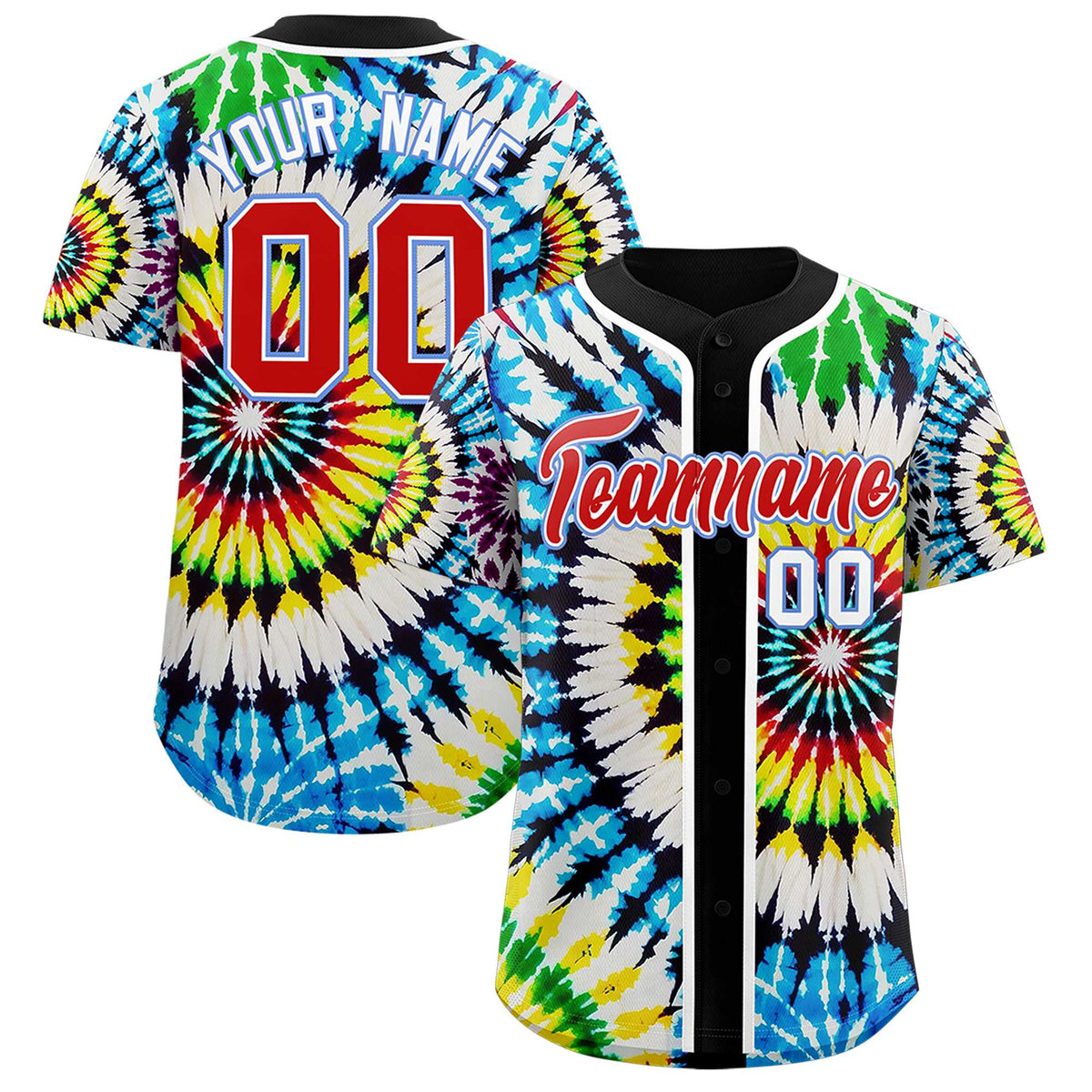 Custom Black Tie-Dye Graffiti Pattern Authentic Baseball Jersey