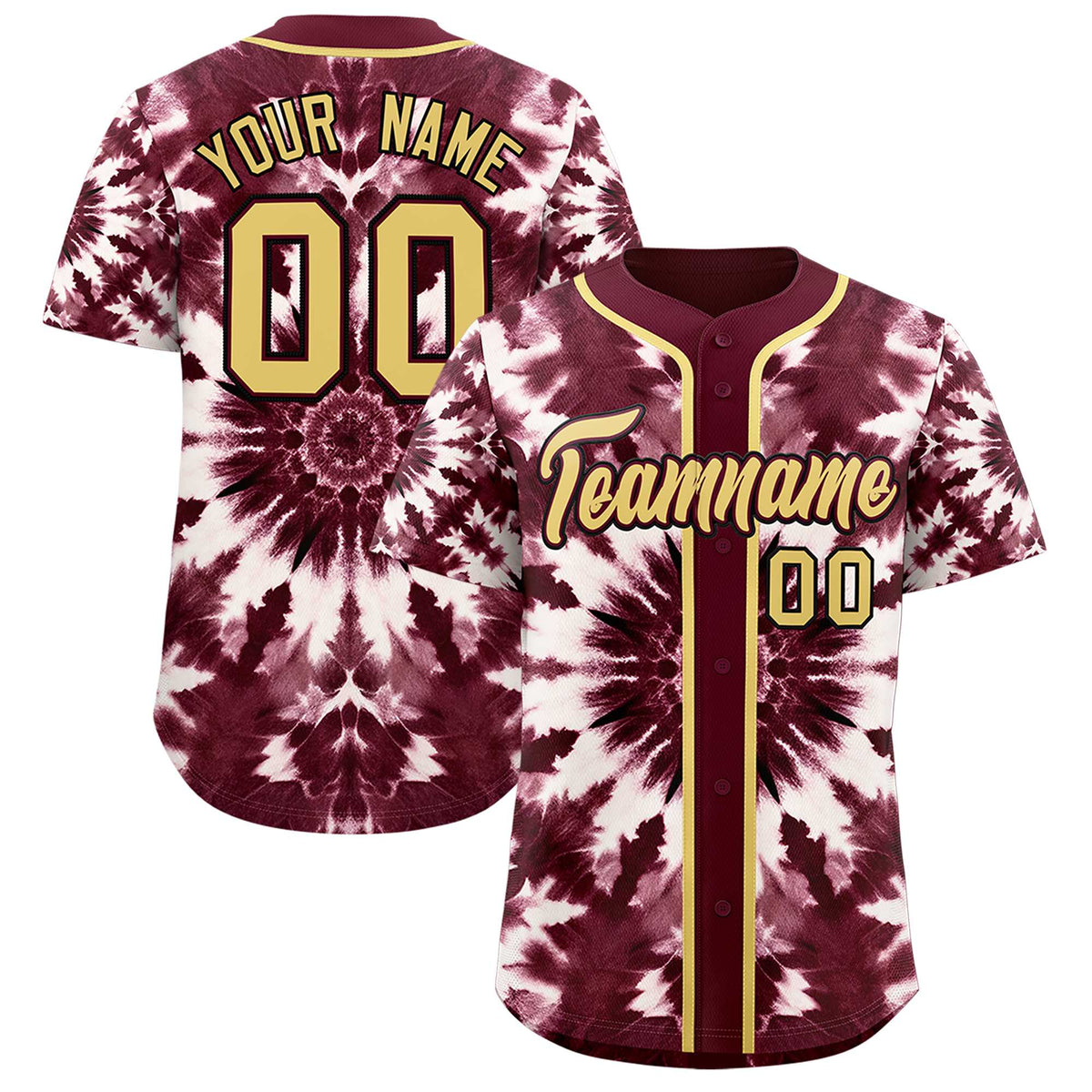 Custom Crimson Tie-Dye Graffiti Pattern Authentic Baseball Jersey