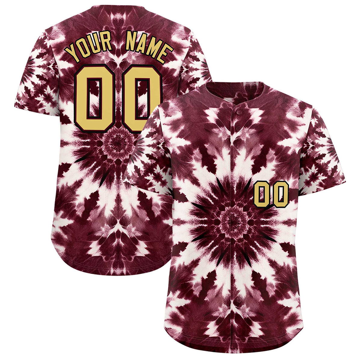 Custom Multi Color Tie-Dye Graffiti Pattern Authentic Baseball Jersey
