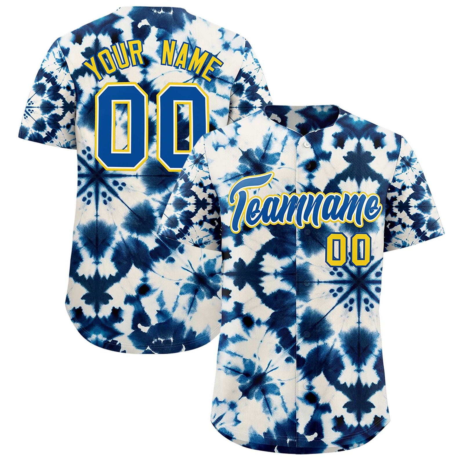 Custom Multi Color Tie-Dye Graffiti Pattern Authentic Baseball Jersey