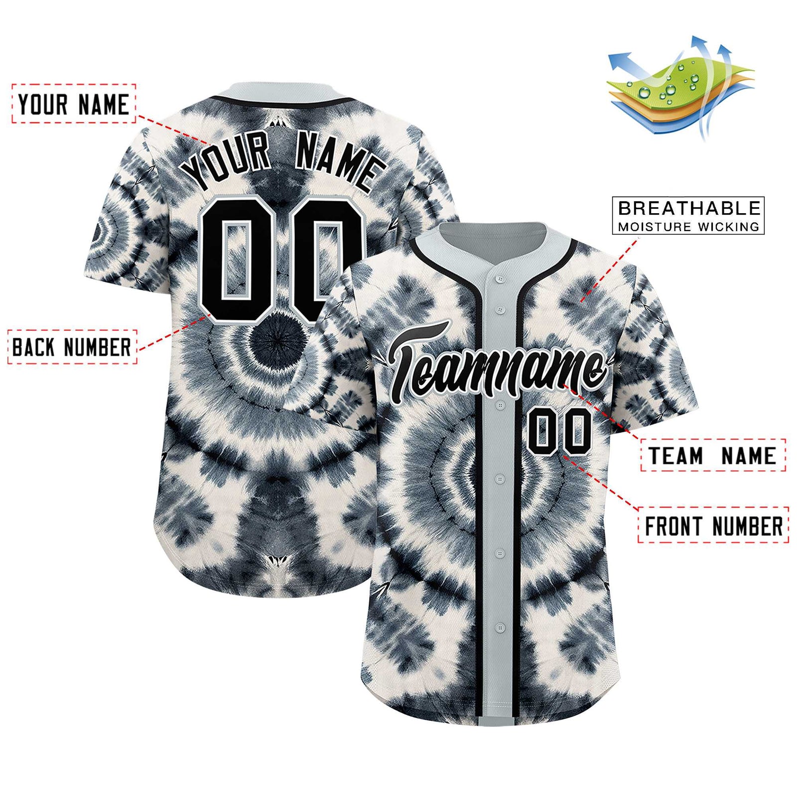 Custom Silver Tie-Dye Graffiti Pattern Authentic Baseball Jersey