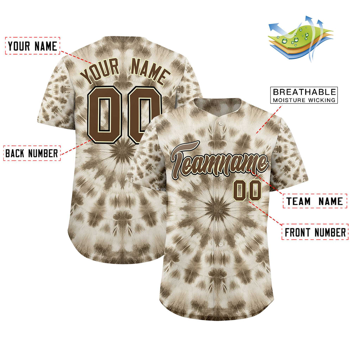 Custom Multi Color Tie-Dye Graffiti Pattern Authentic Baseball Jersey