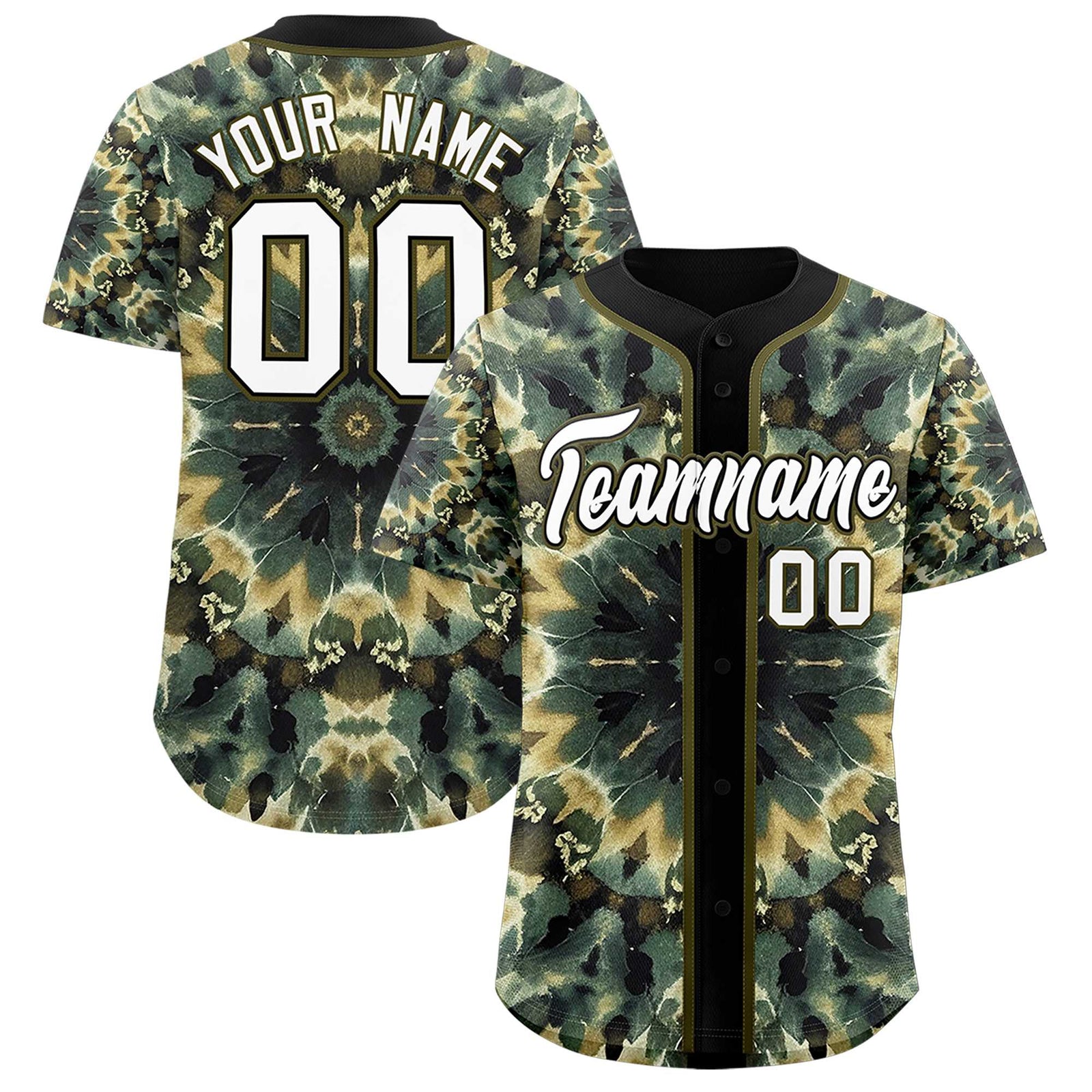 Custom Black Tie-Dye Graffiti Pattern Authentic Baseball Jersey