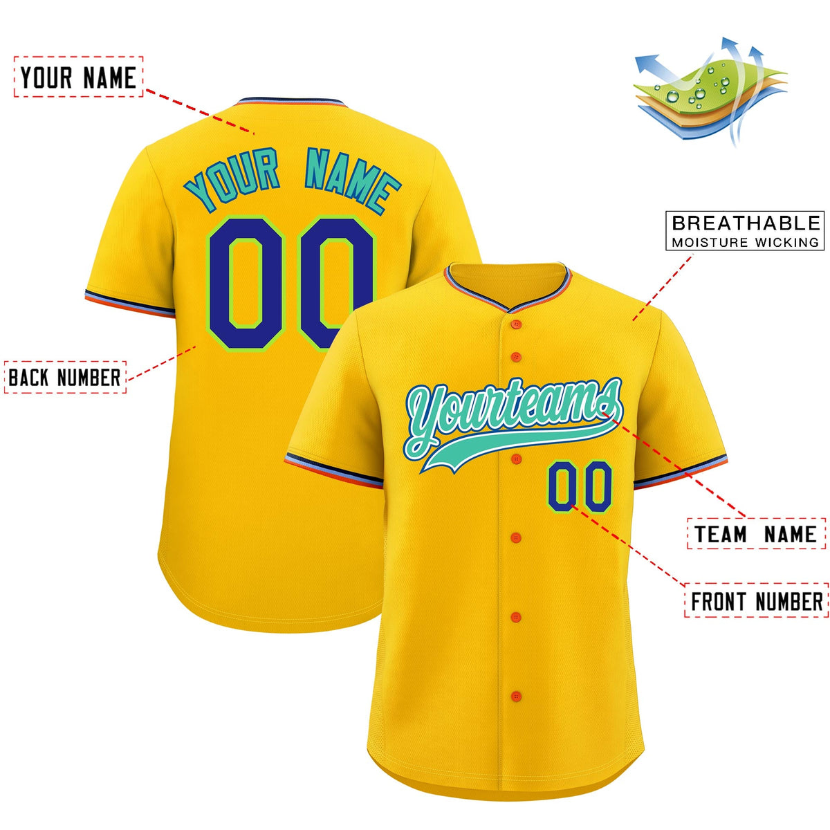 Custom Yellow Powder Blue Black Classic Style Stitched Sports Uniform For Men Women Youth Personalized Lightweight Baseball Jersey| KXKSHOP