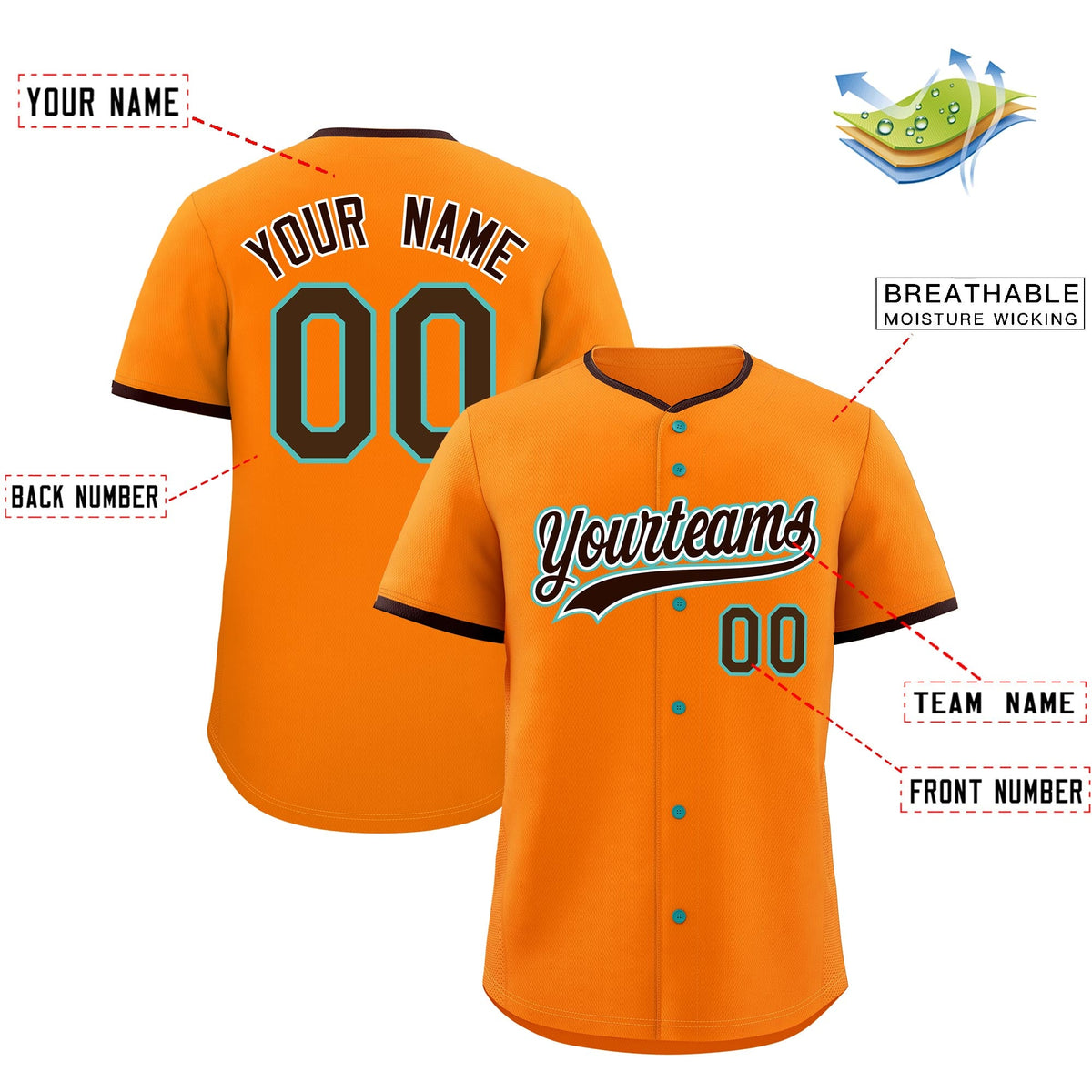 Custom Orange Brown White Classic Style Stitched Sports Uniform For Men Women Youth Personalized Quick Dry Baseball Jersey| KXKSHOP
