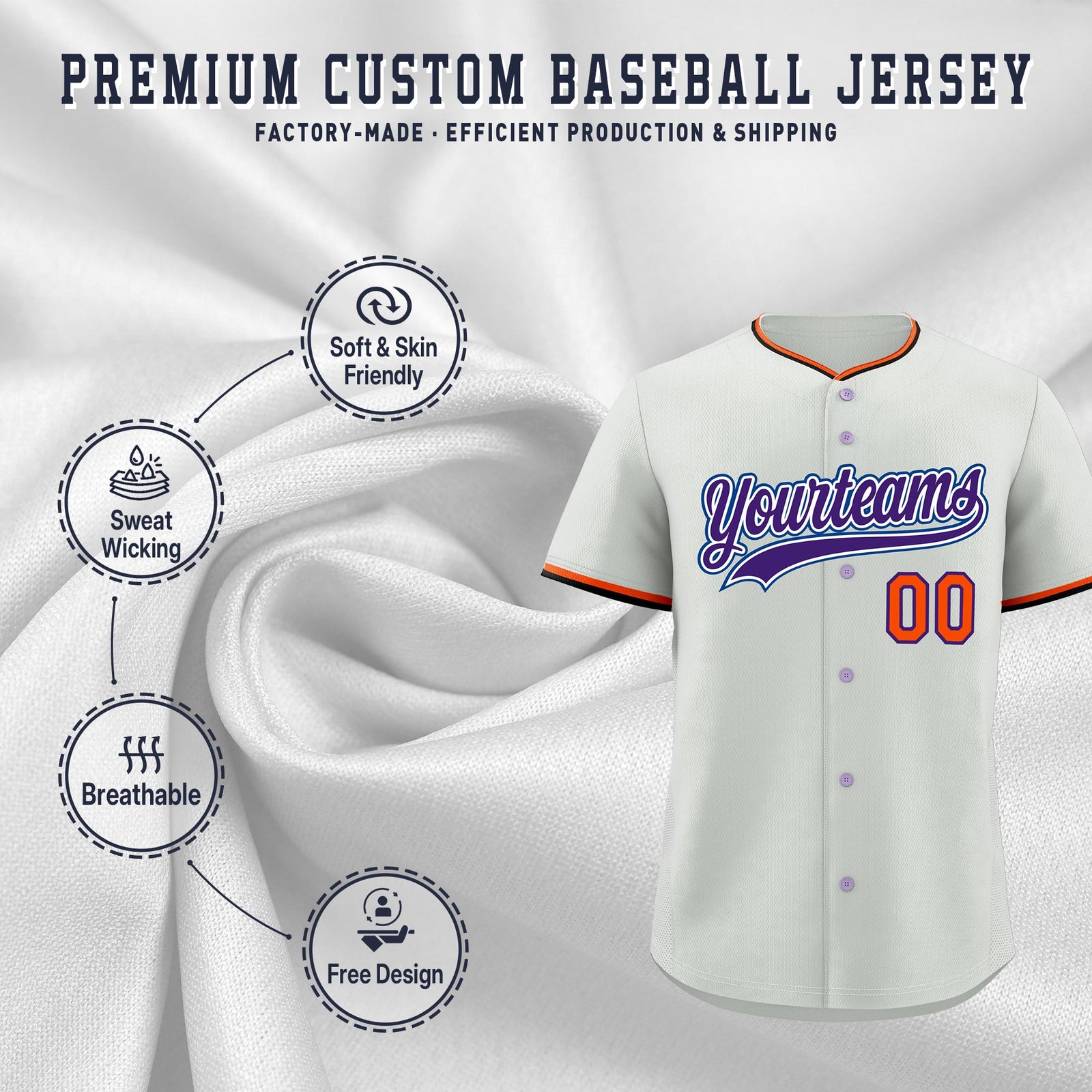 Custom Gray Black Purple Classic Style Stitched Sports Uniform For Men Women Youth Personalized Lightweight Baseball Jersey| KXKSHOP