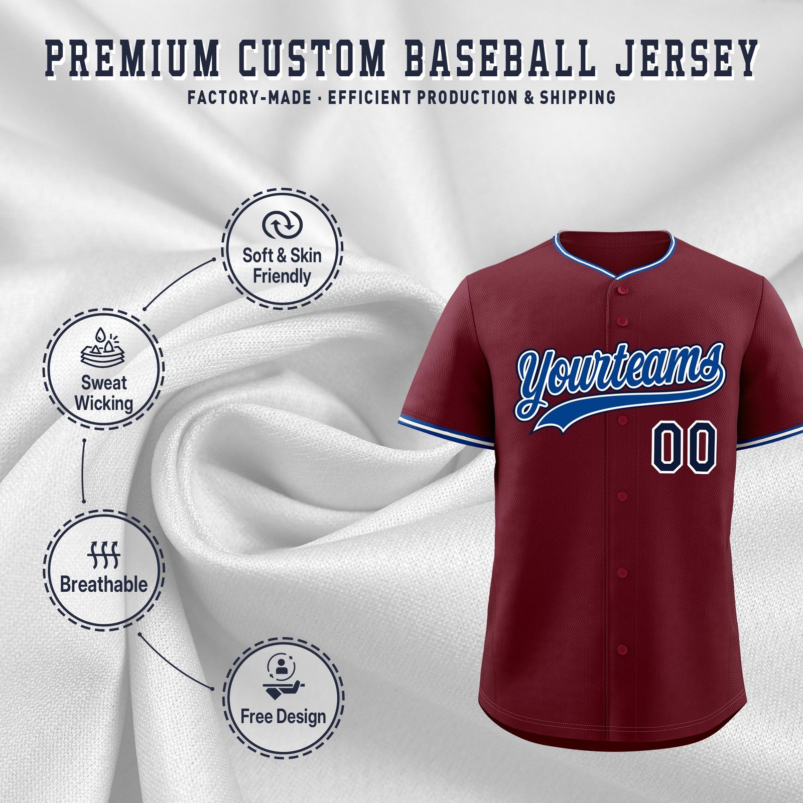 Custom Maroon White Royal Classic Style Stitched Sports Uniform For Men Women Youth Personalized Quick Dry Baseball Jersey| KXKSHOP