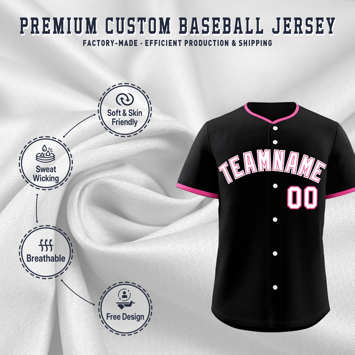 Custom Black Rose Red White Classic Style Stitched Sports Uniform For Men Women Youth Personalized Lightweight Baseball Jersey| KXKSHOP