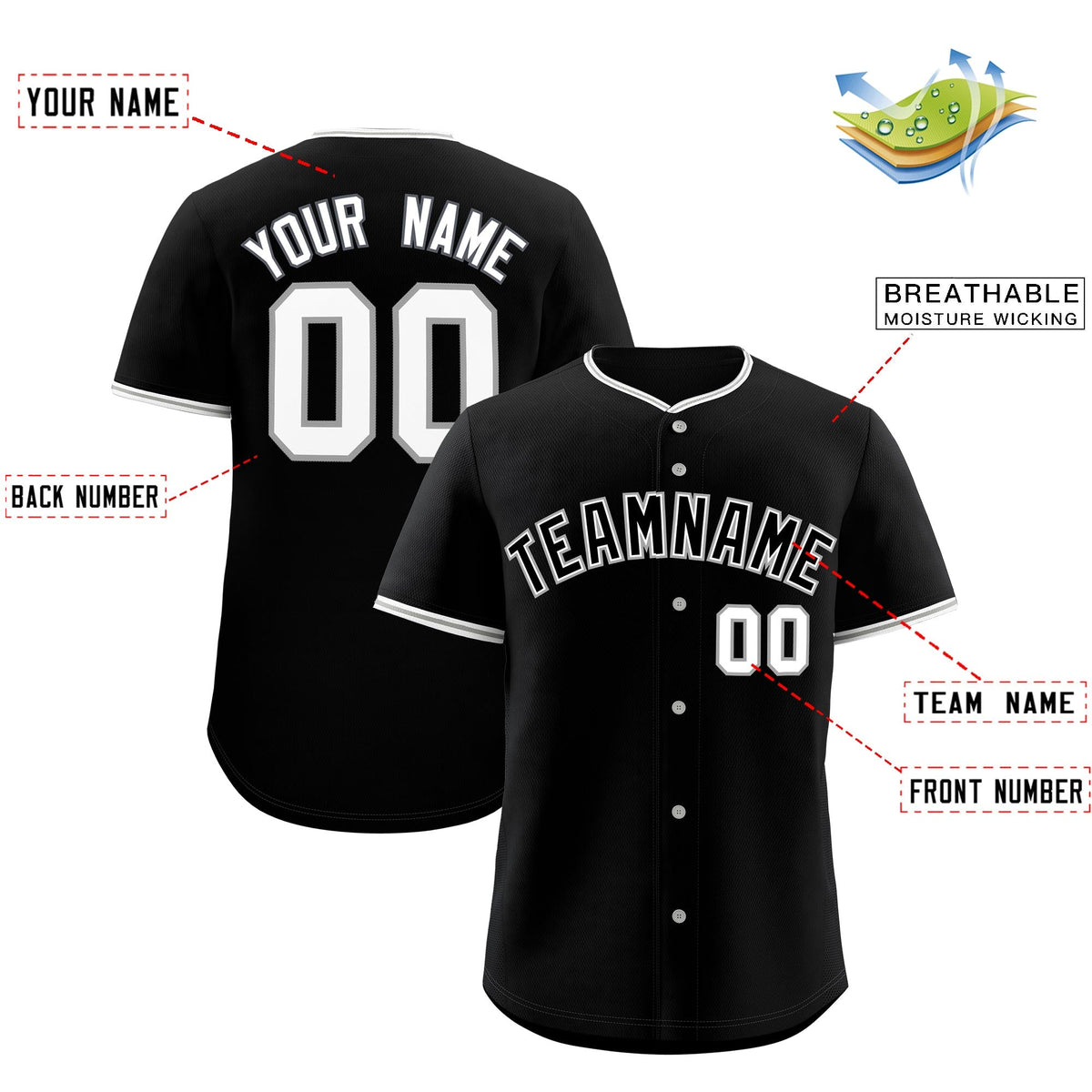 Custom Black Gray White Classic Style Stitched Sports Uniform For Men Women Youth Personalized Quick Dry Baseball Jersey| KXKSHOP