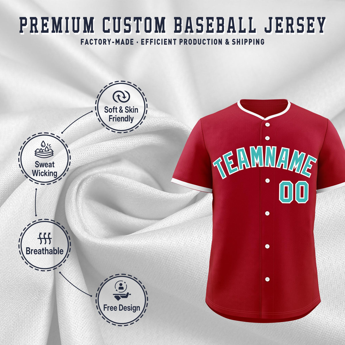 Custom Teal White Classic Style Stitched Sports Uniform For Men Women Youth Personalized Lightweight Baseball Jersey| KXKSHOP