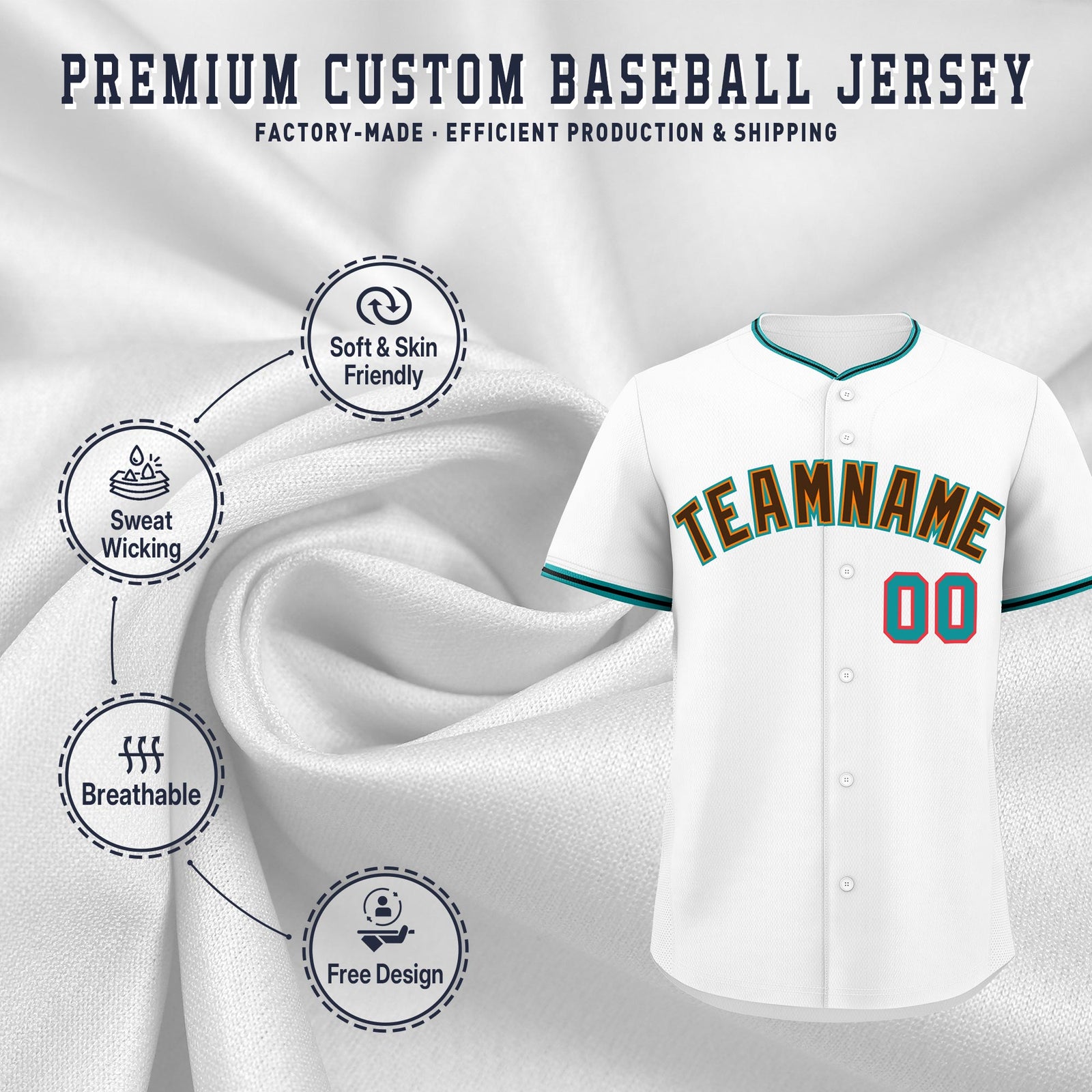 Custom White Black Teal Classic Style Stitched Sports Uniform For Men Women Youth Personalized Quick Dry Baseball Jersey| KXKSHOP