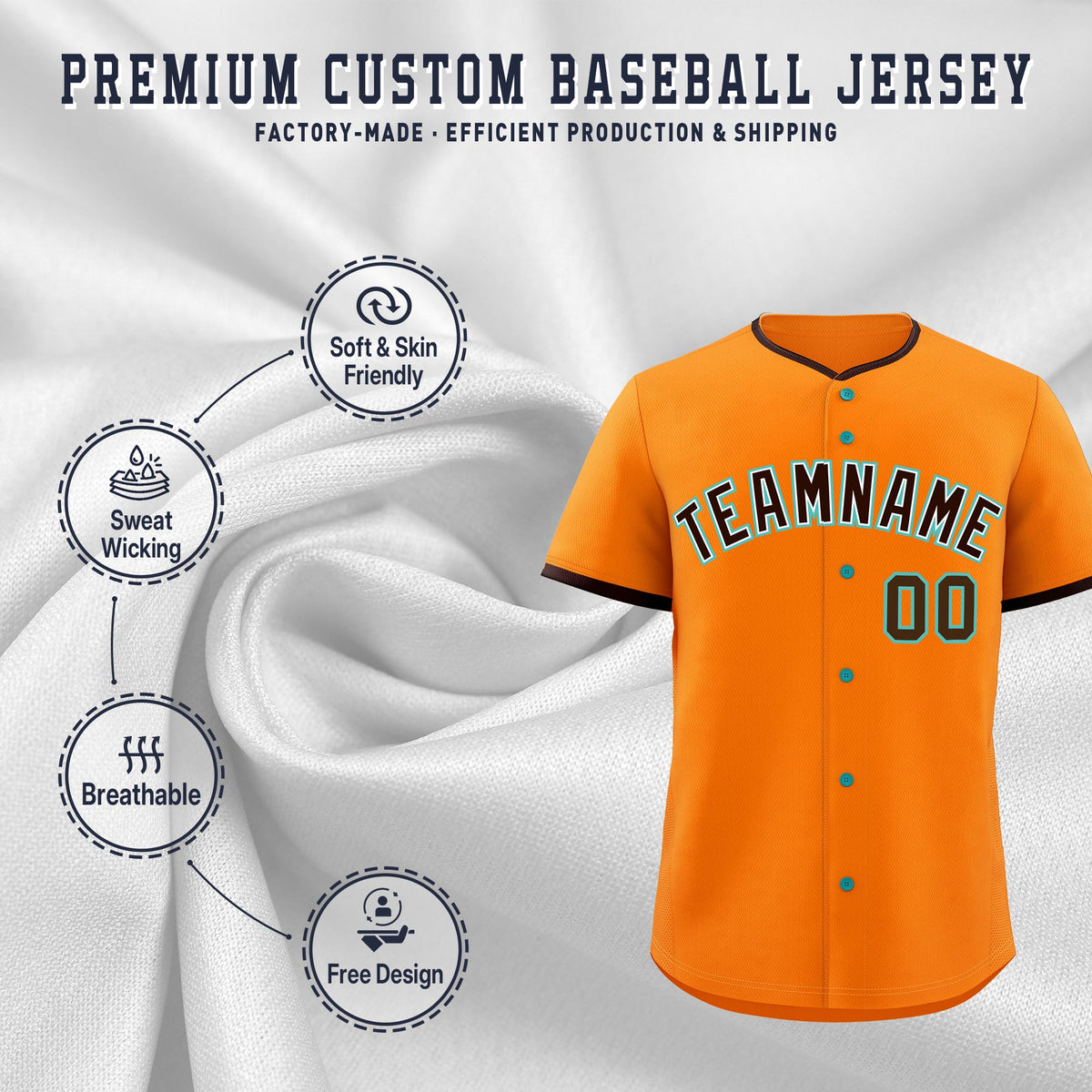 Custom Orange Brown White Classic Style Stitched Sports Uniform For Men Women Youth Personalized Quick Dry Baseball Jersey| KXKSHOP