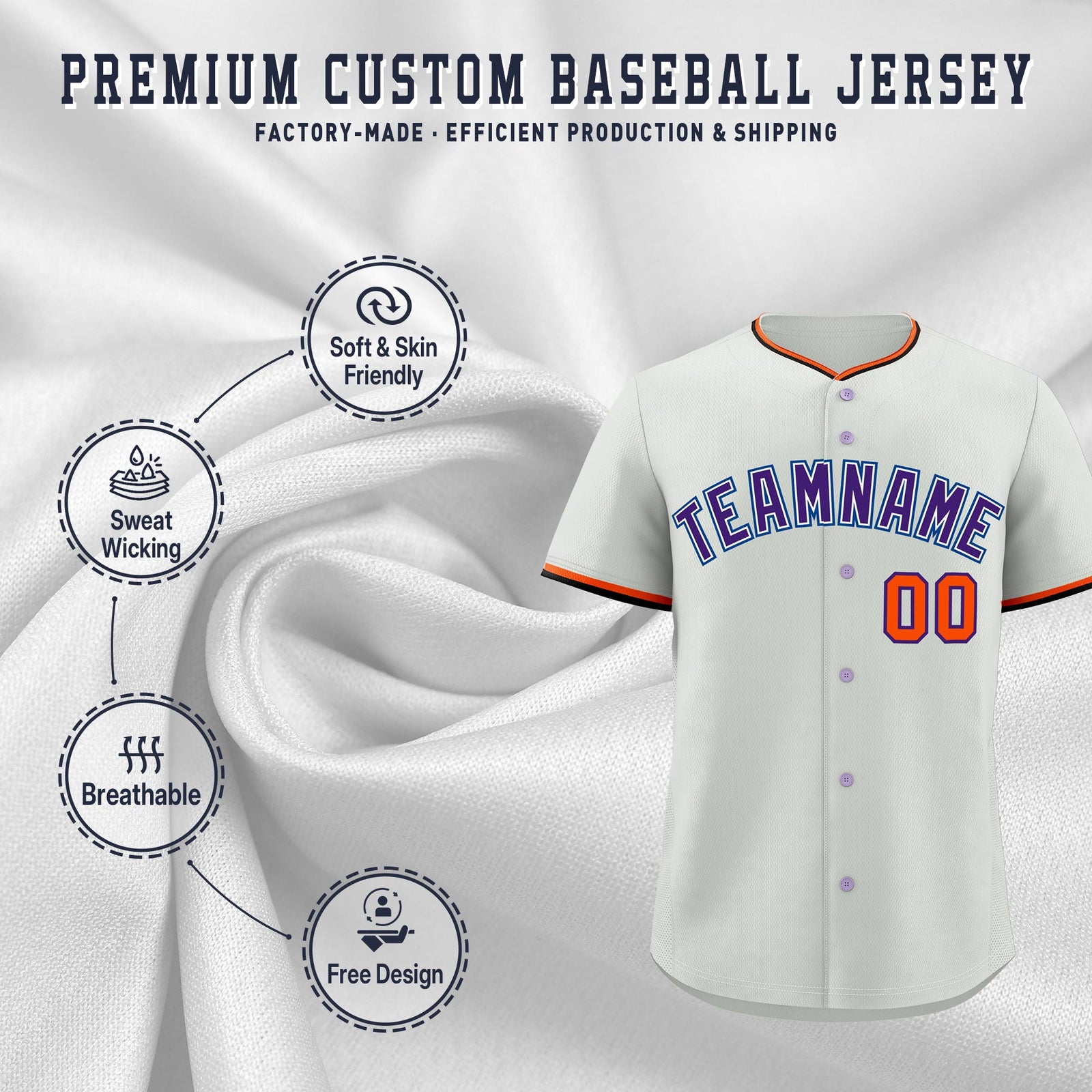 Custom Gray Black Purple Classic Style Stitched Sports Uniform For Men Women Youth Personalized Lightweight Baseball Jersey| KXKSHOP