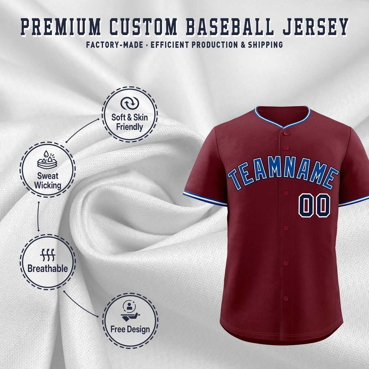 Custom Maroon White Royal Classic Style Stitched Sports Uniform For Men Women Youth Personalized Quick Dry Baseball Jersey| KXKSHOP