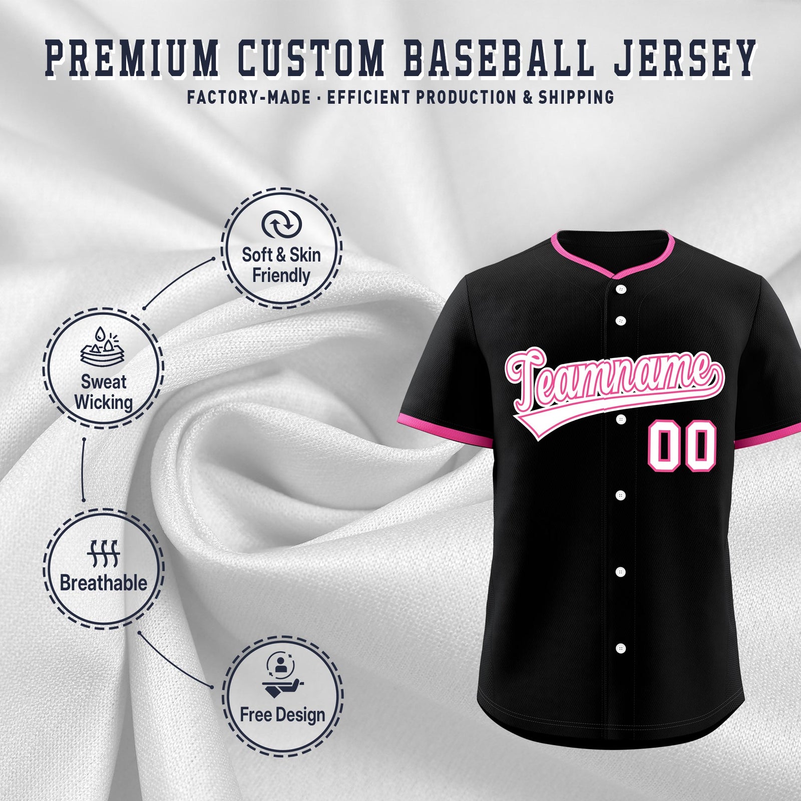 Custom Black Rose Red White Classic Style Stitched Sports Uniform For Men Women Youth Personalized Lightweight Baseball Jersey| KXKSHOP