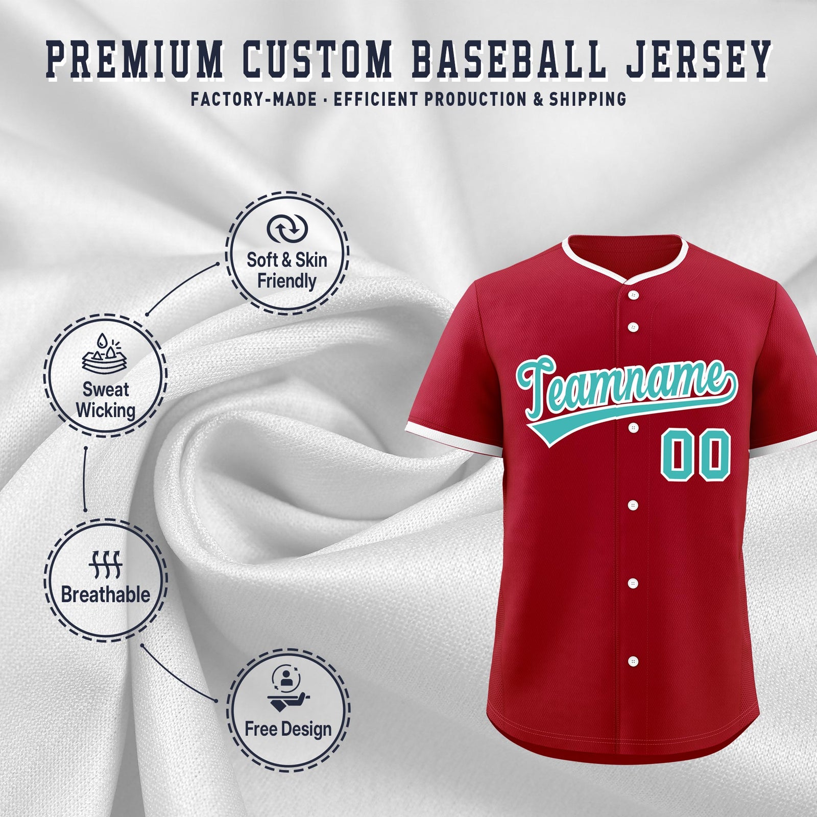 Custom Teal White Classic Style Stitched Sports Uniform For Men Women Youth Personalized Lightweight Baseball Jersey| KXKSHOP