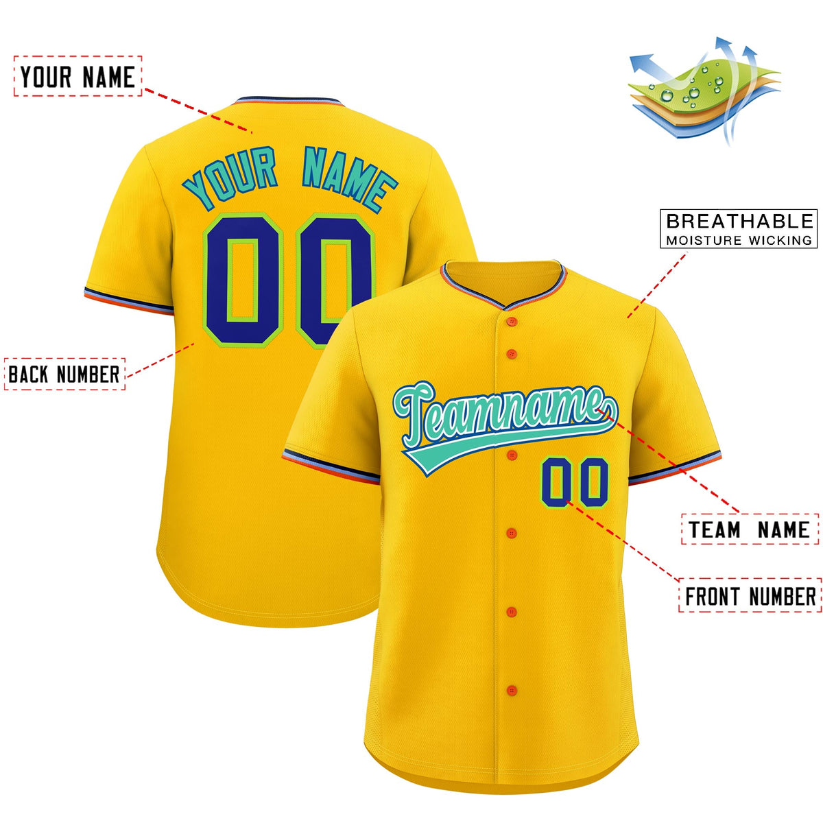Custom Yellow Powder Blue Black Classic Style Stitched Sports Uniform For Men Women Youth Personalized Lightweight Baseball Jersey| KXKSHOP