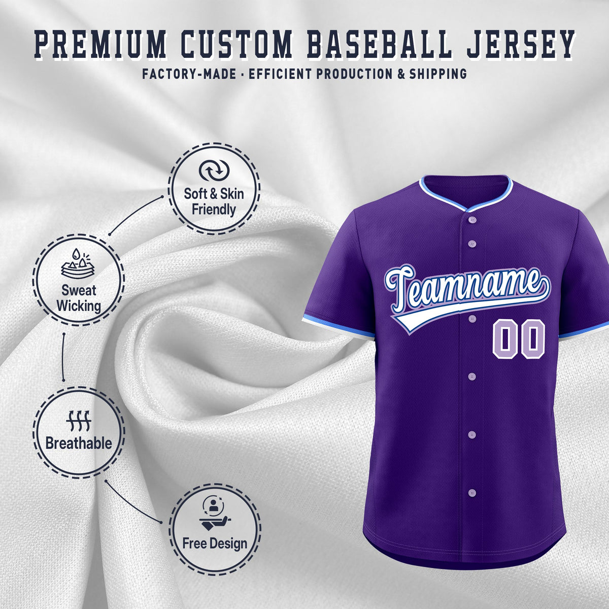 Custom Purple White Royal Classic Style Stitched Sports Uniform For Men Women Youth Personalized Quick Dry Baseball Jersey| KXKSHOP