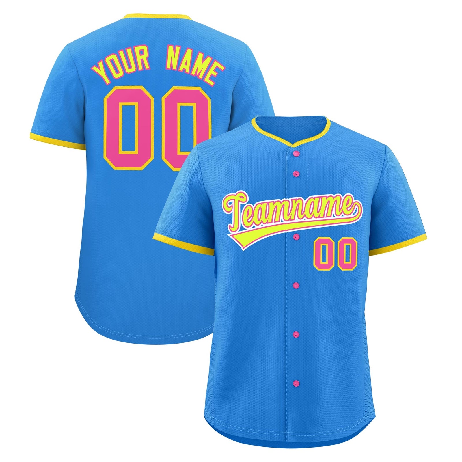 Custom Light Blue Fluorescent Green Pink Classic Style Stitched Sports Uniform For Men Women Youth Personalized Lightweight Baseball Jersey| KXKSHOP
