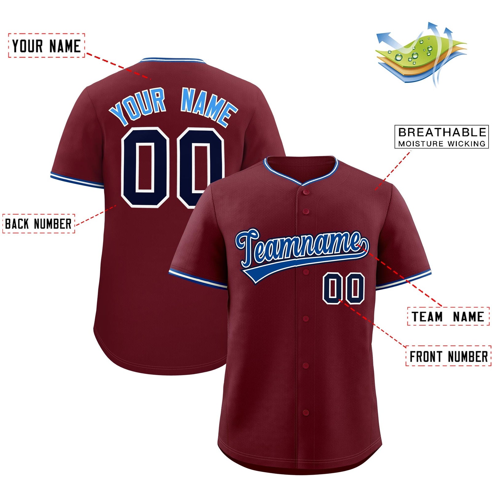 Custom Maroon White Royal Classic Style Stitched Sports Uniform For Men Women Youth Personalized Quick Dry Baseball Jersey| KXKSHOP