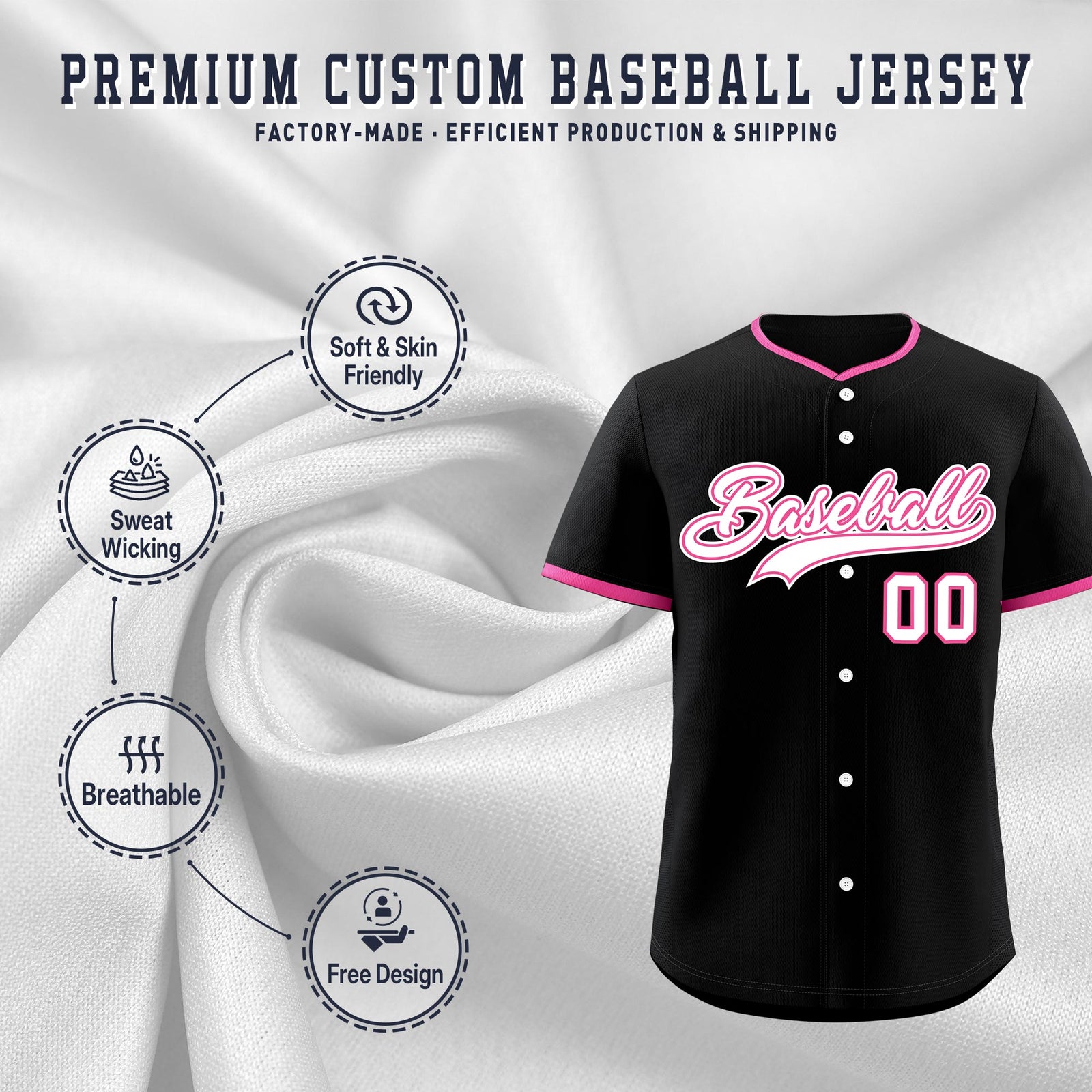 Custom Black Rose Red White Classic Style Stitched Sports Uniform For Men Women Youth Personalized Lightweight Baseball Jersey| KXKSHOP