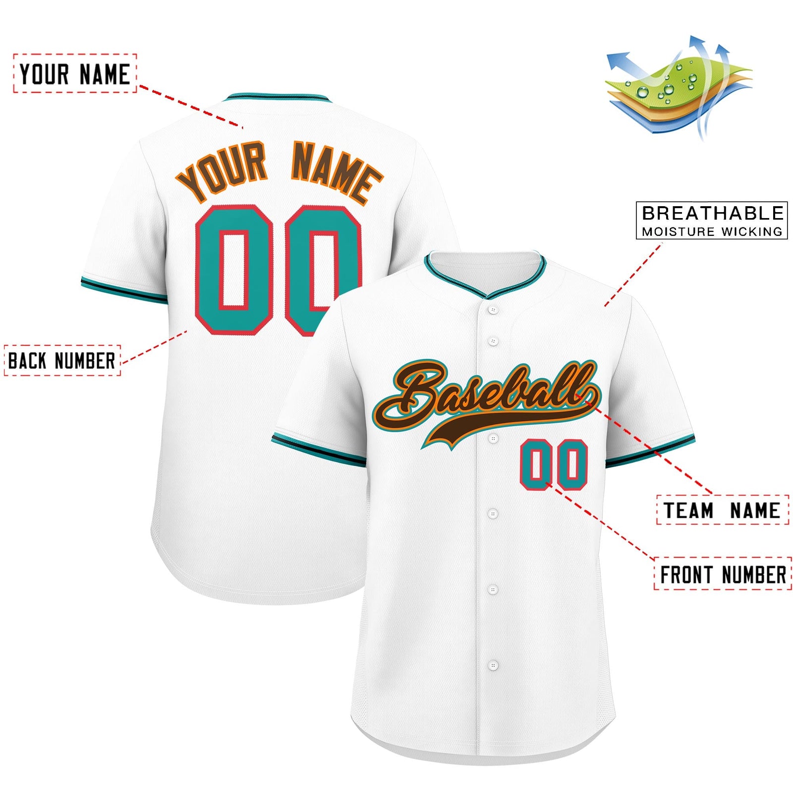 Custom White Black Teal Classic Style Stitched Sports Uniform For Men Women Youth Personalized Quick Dry Baseball Jersey| KXKSHOP