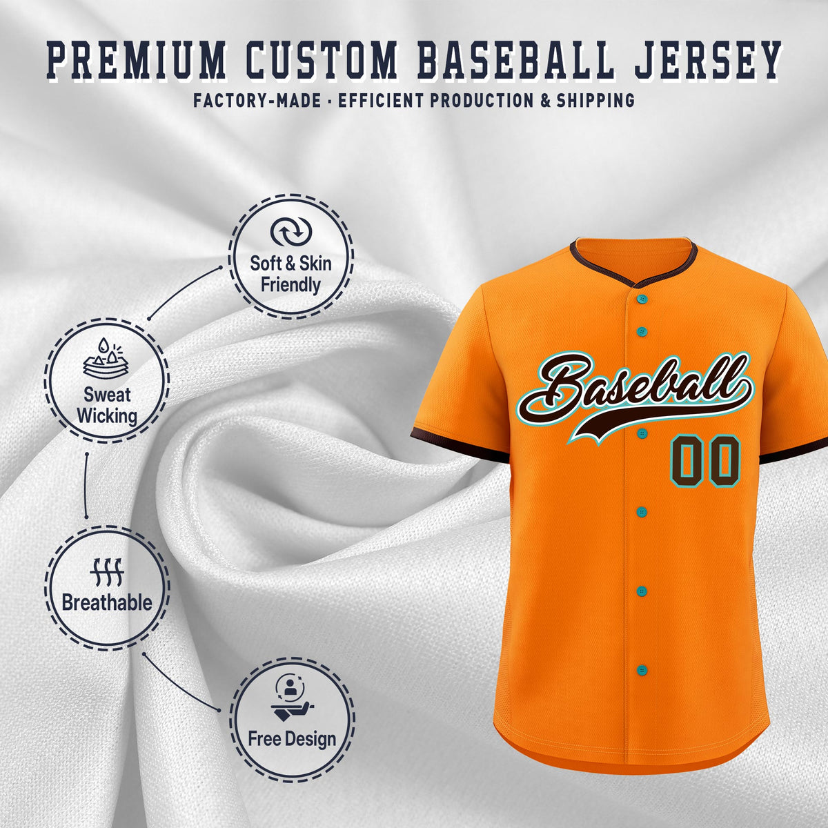 Custom Orange Brown White Classic Style Stitched Sports Uniform For Men Women Youth Personalized Quick Dry Baseball Jersey| KXKSHOP
