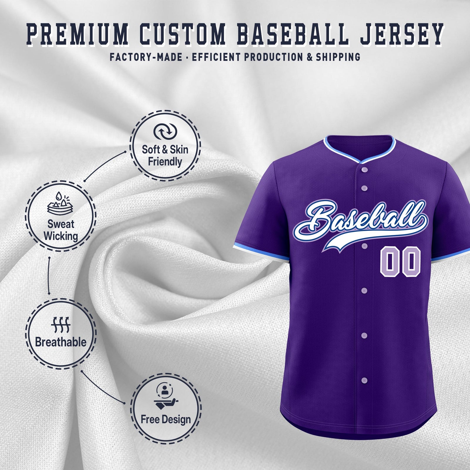 Custom Purple White Royal Classic Style Stitched Sports Uniform For Men Women Youth Personalized Quick Dry Baseball Jersey| KXKSHOP