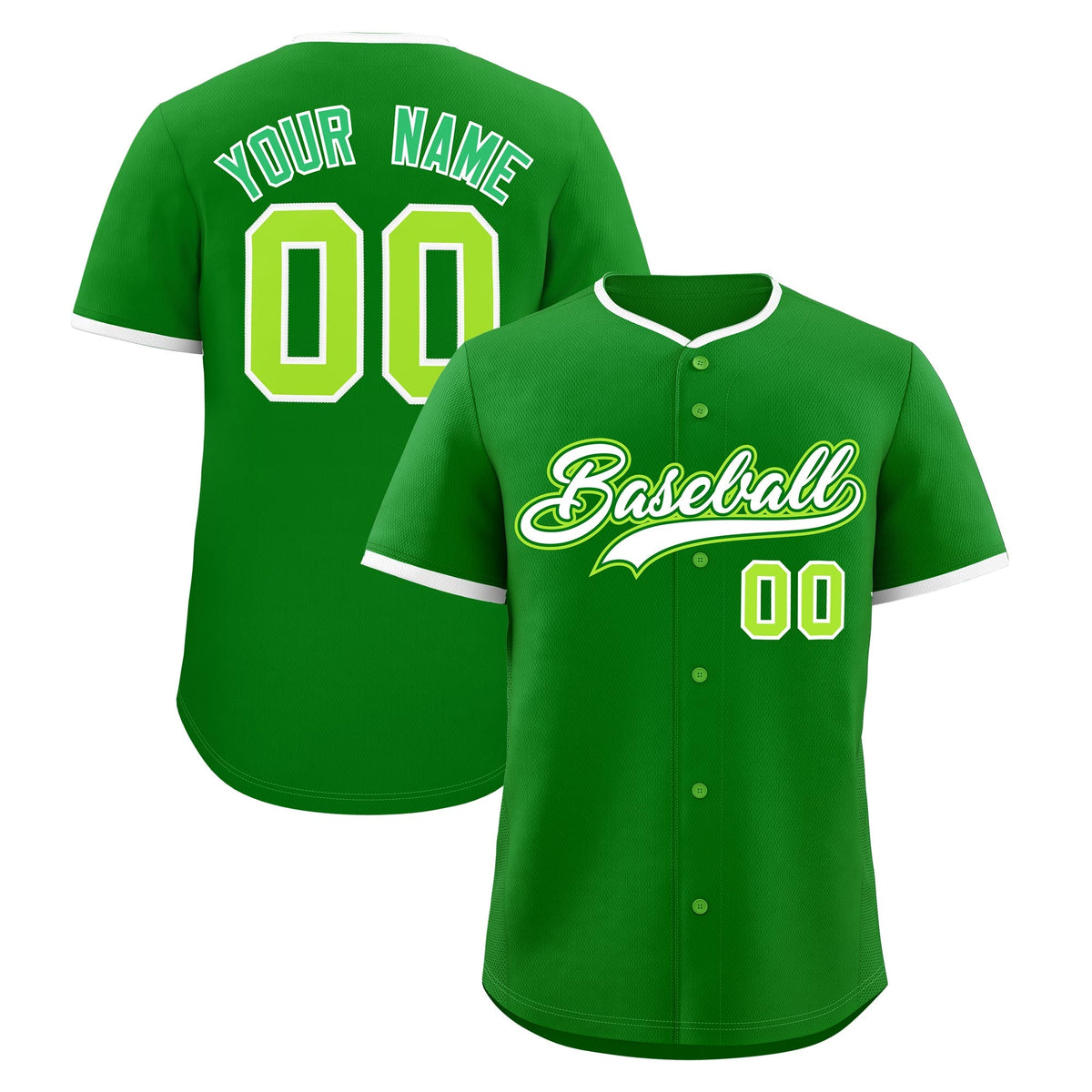 Custom Kelly Green White Neon Green Classic Style Stitched Sports Uniform For Men Women Youth Personalized Quick Dry Baseball Jersey| KXKSHOP