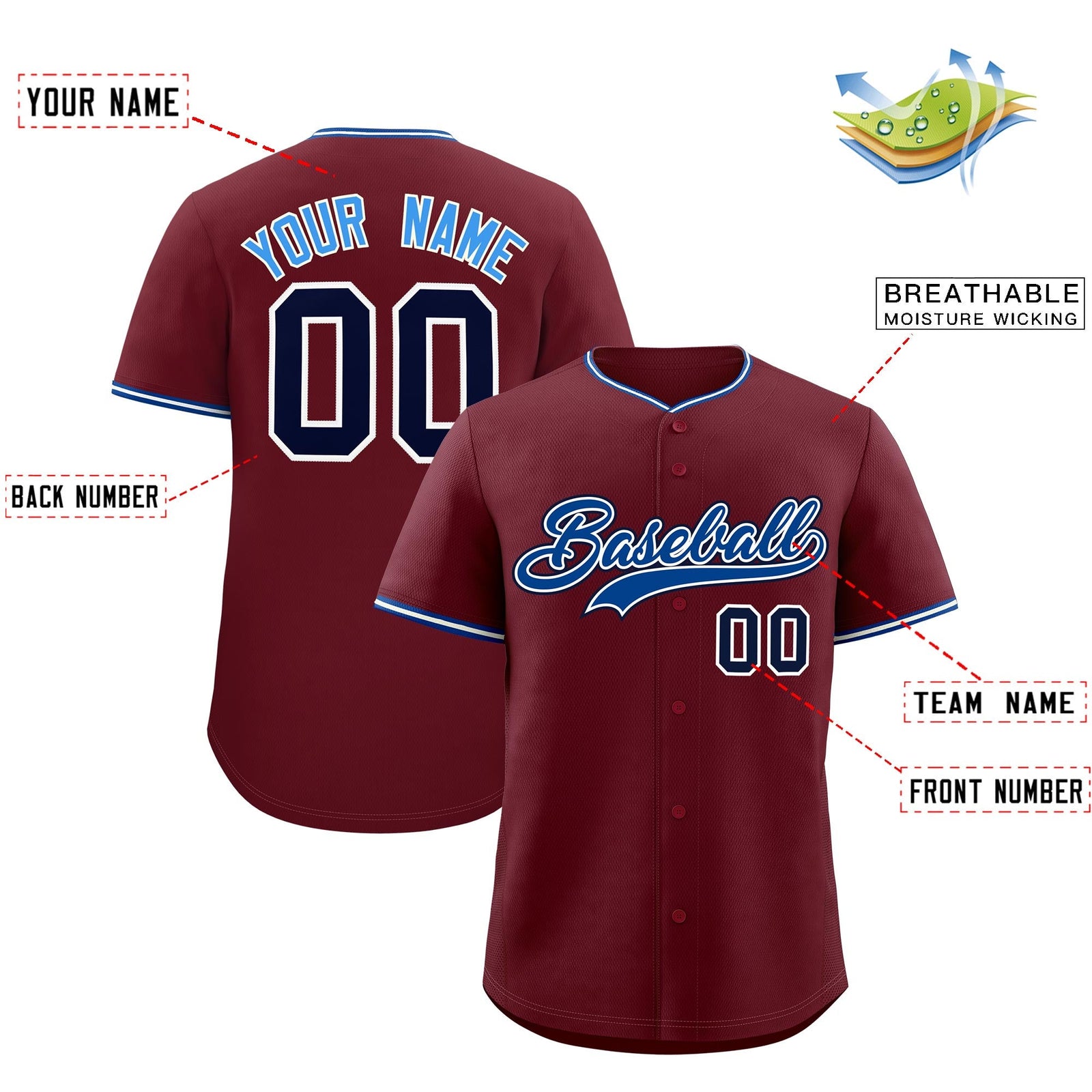 Custom Maroon White Royal Classic Style Stitched Sports Uniform For Men Women Youth Personalized Quick Dry Baseball Jersey| KXKSHOP