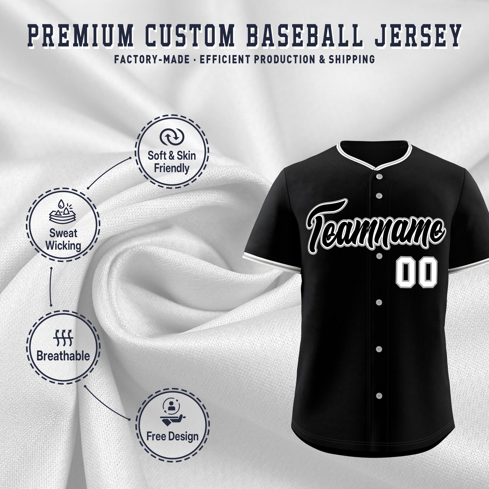 Custom Black Gray White Classic Style Stitched Sports Uniform For Men Women Youth Personalized Quick Dry Baseball Jersey| KXKSHOP