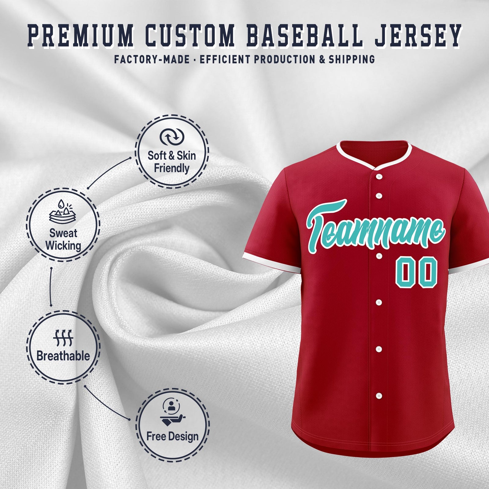 Custom Teal White Classic Style Stitched Sports Uniform For Men Women Youth Personalized Lightweight Baseball Jersey| KXKSHOP