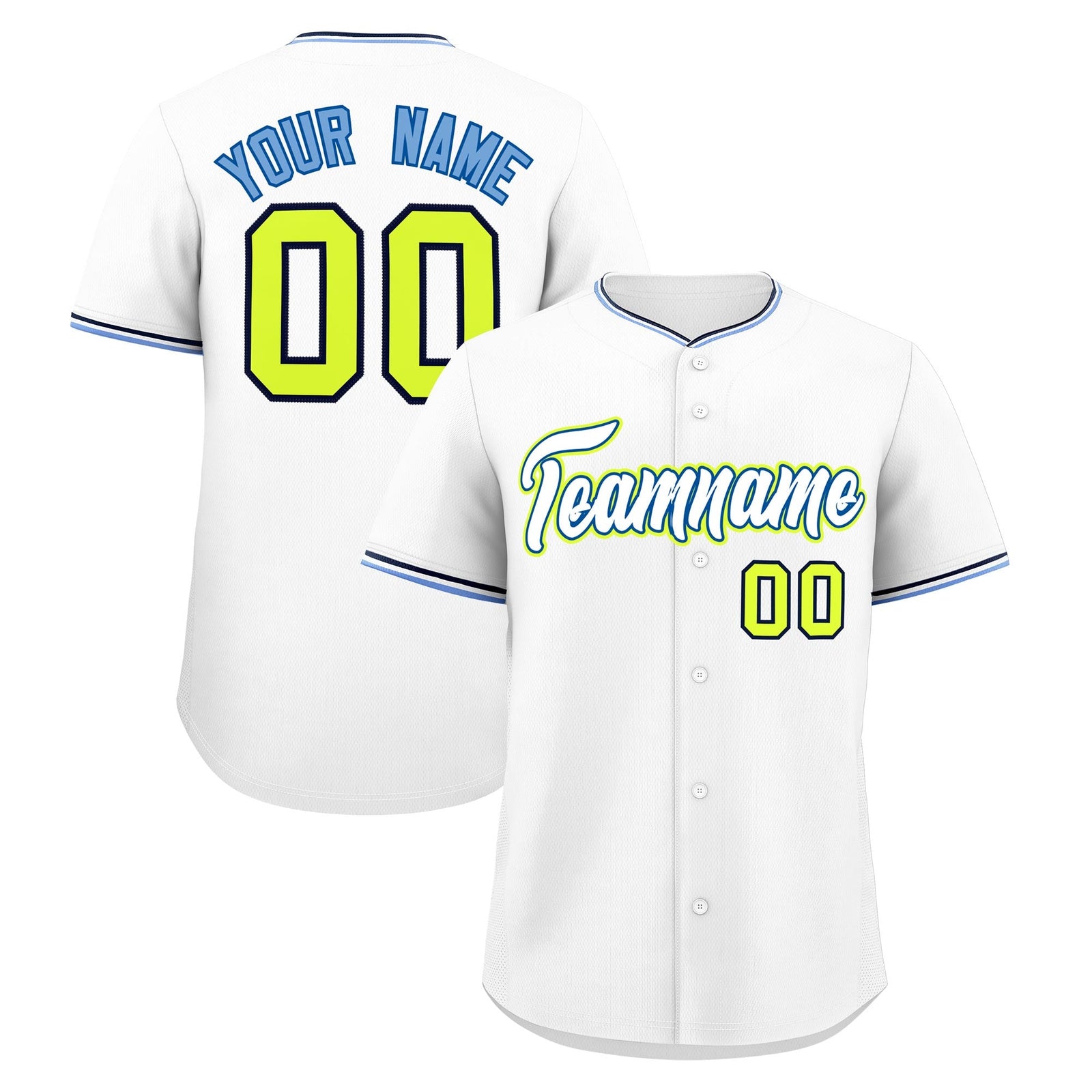 Custom White Navy Fluorescent Green Classic Style Stitched Sports Uniform For Men Women Youth Personalized Lightweight Baseball Jersey| KXKSHOP
