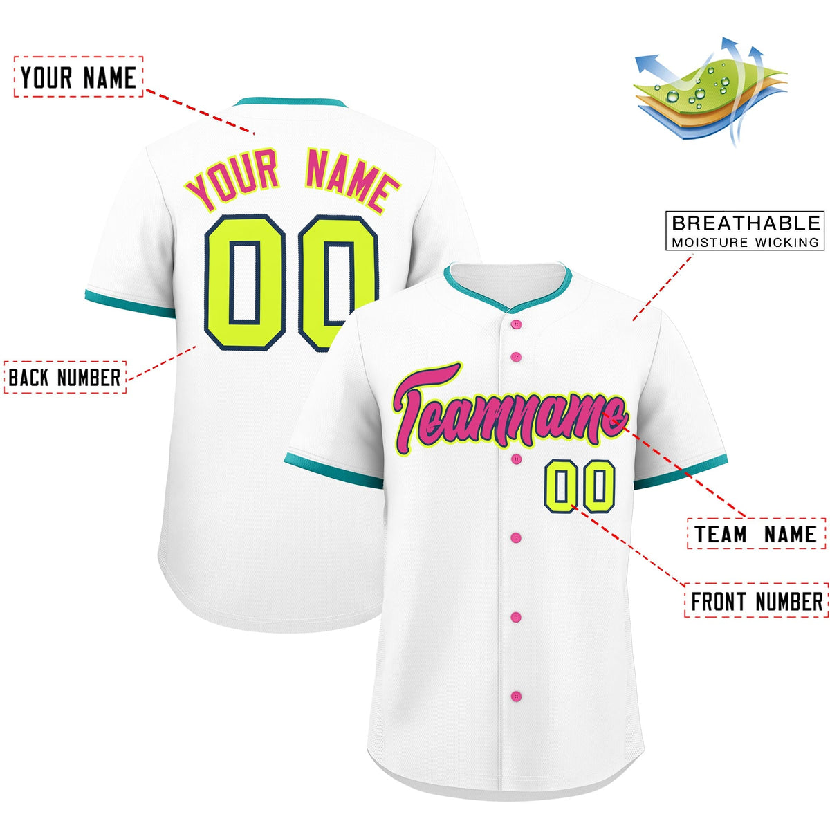Custom White Fluorescent Green Midnight Blue Classic Style Stitched Sports Uniform For Men Women Youth Personalized Quick Dry Baseball Jersey| KXKSHOP