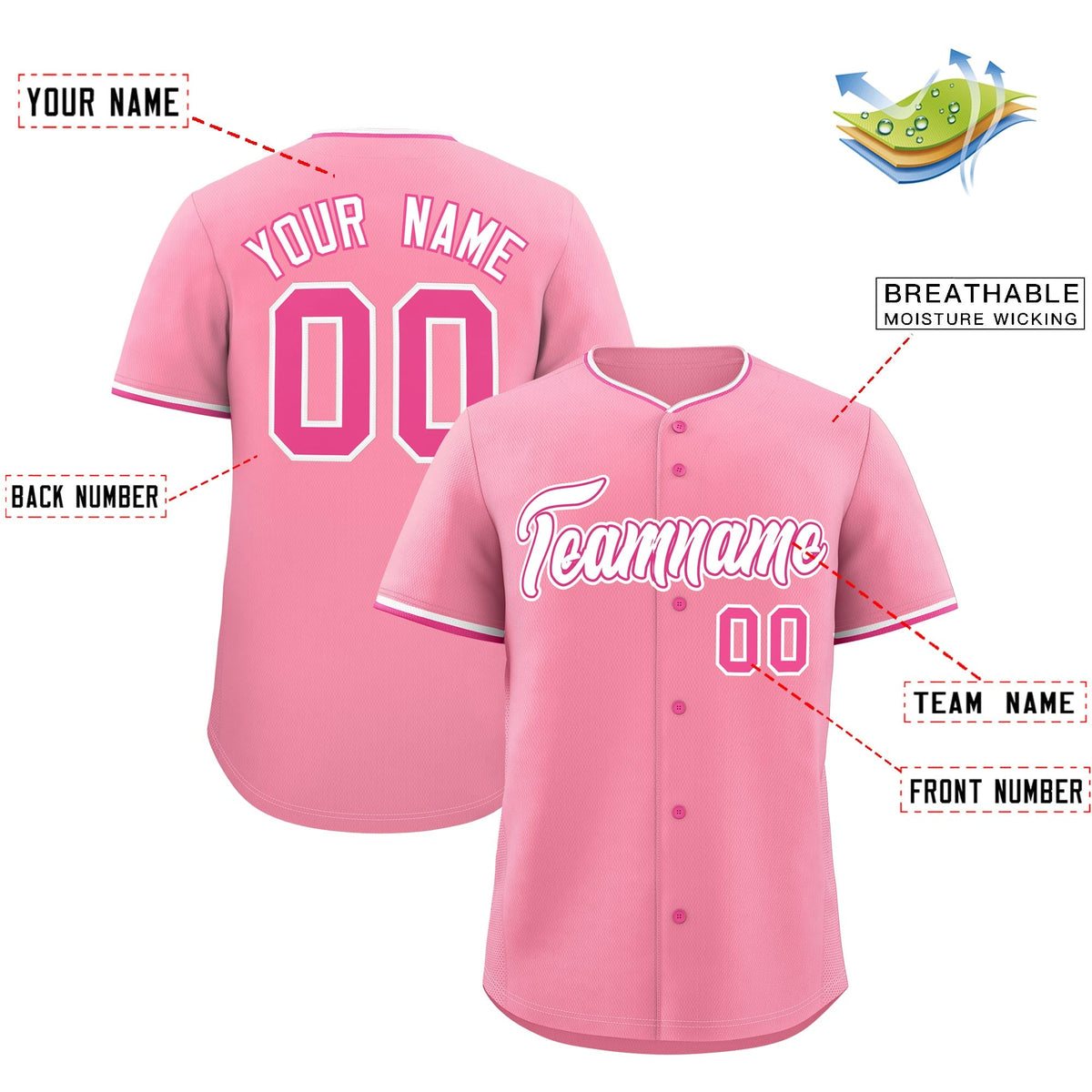 Custom Light Pink White Rose Red Classic Style Stitched Sports Uniform For Men Women Youth Personalized Lightweight Baseball Jersey| KXKSHOP