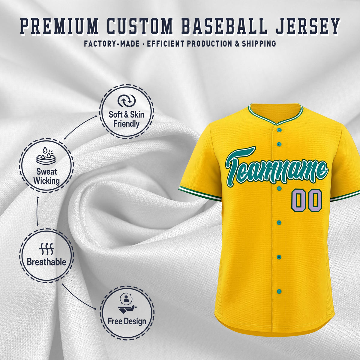 Custom Yellow White Green Classic Style Stitched Sports Uniform For Men Women Youth Personalized Quick Dry Baseball Jersey| KXKSHOP