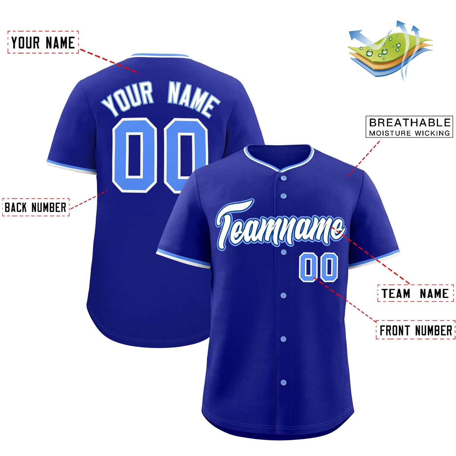 Custom Royal White Light Blue Classic Style Stitched Sports Uniform For Men Women Youth Personalized Lightweight Baseball Jersey| KXKSHOP