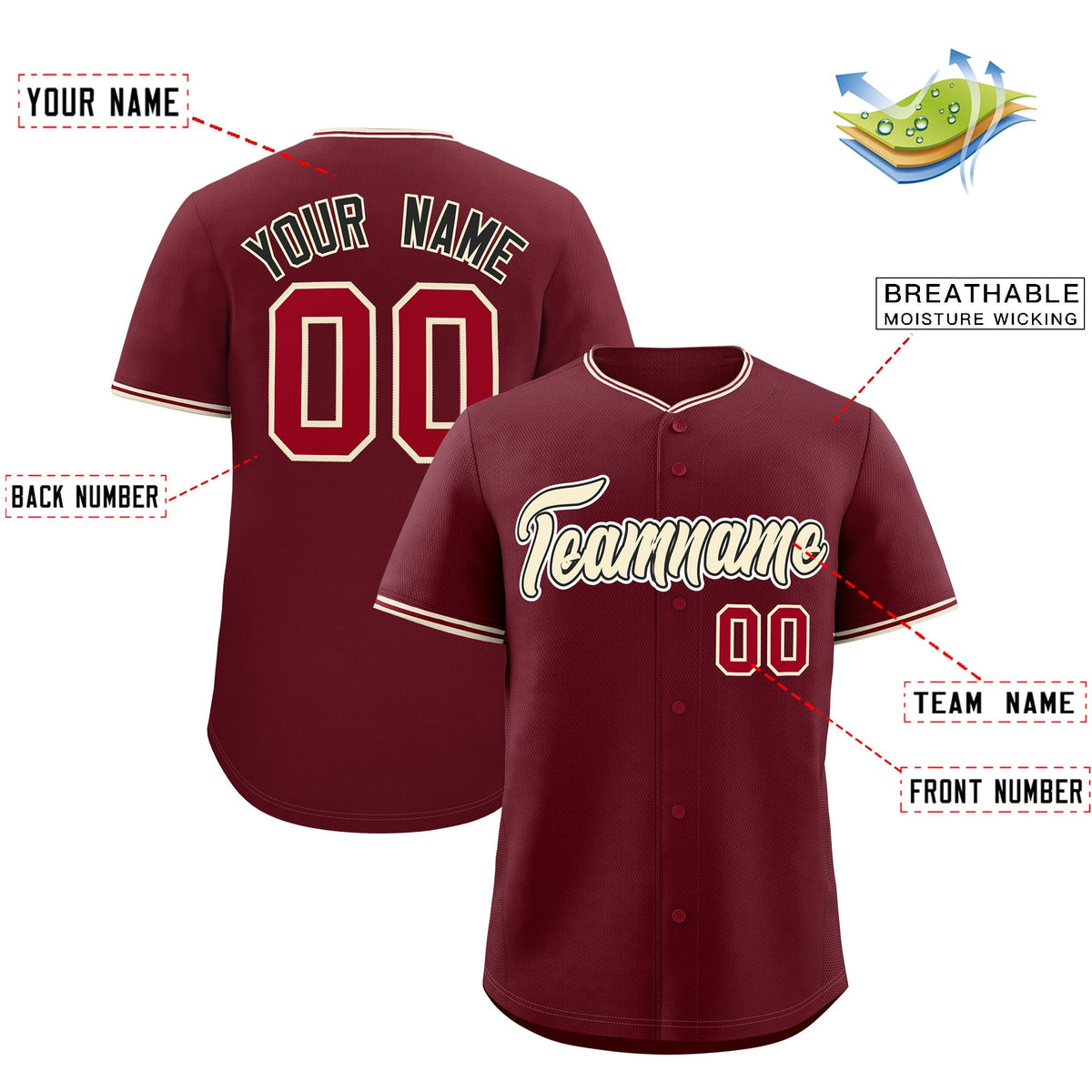 Custom Maroon Crimson Cream Classic Style Stitched Sports Uniform For Men Women Youth Personalized Lightweight Baseball Jersey| KXKSHOP
