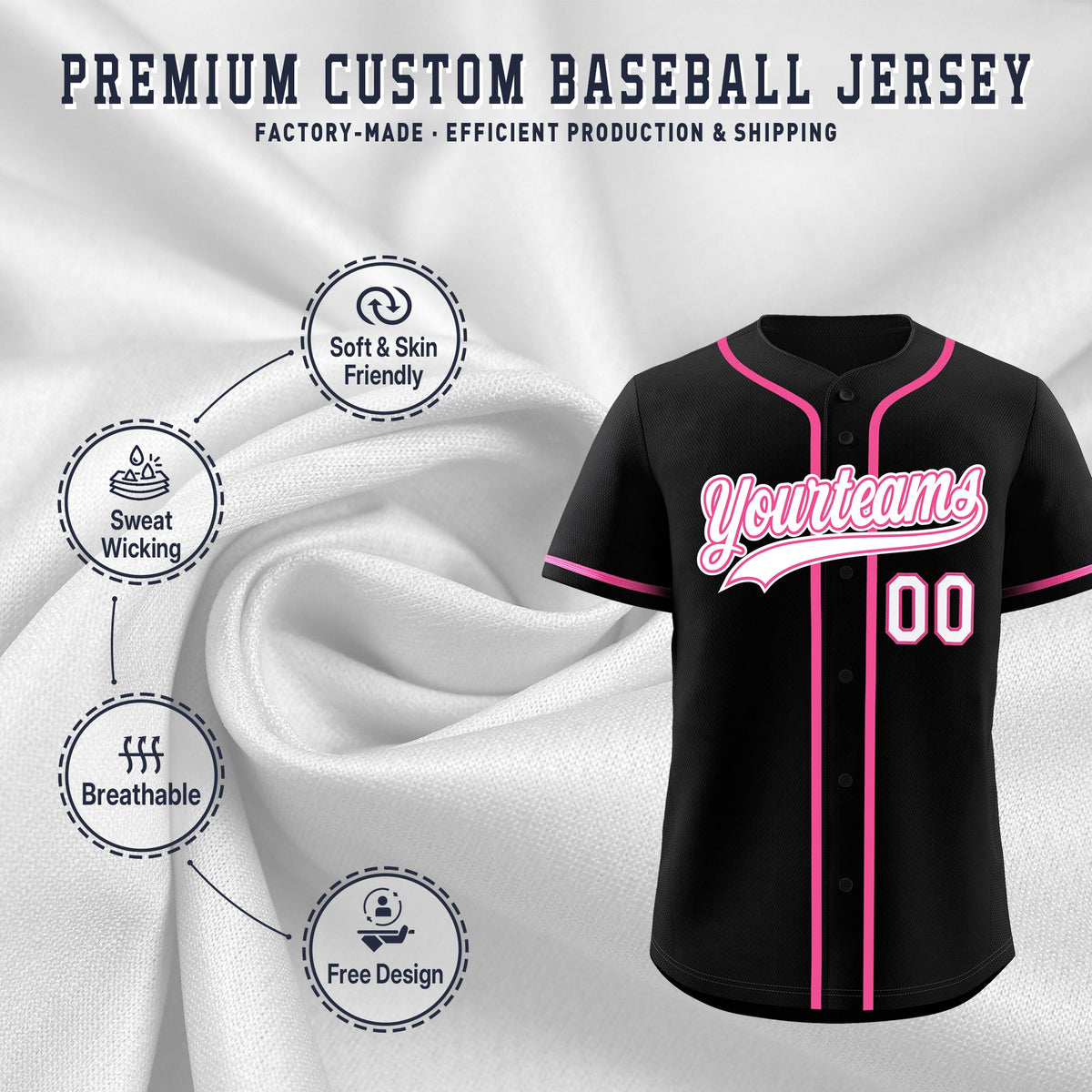 Custom Black Classic Style Stitched Sports Uniform Personalized For Teams Quick Dry Baseball Jersey| KXKSHOP