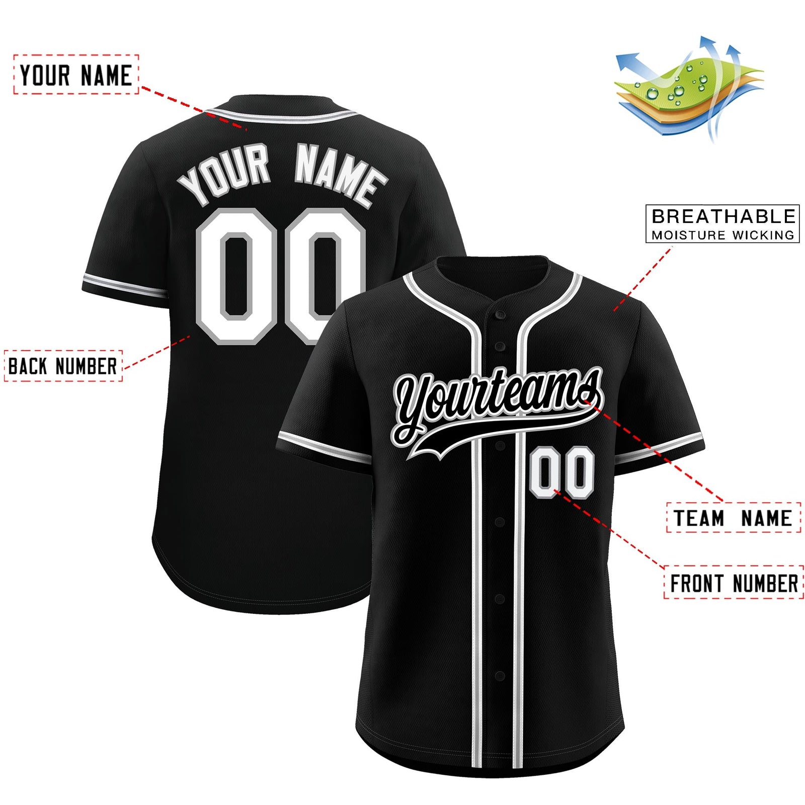 Custom Black Classic Style Stitched Sports Uniform Personalized For Teams Lightweight Baseball Jersey| KXKSHOP