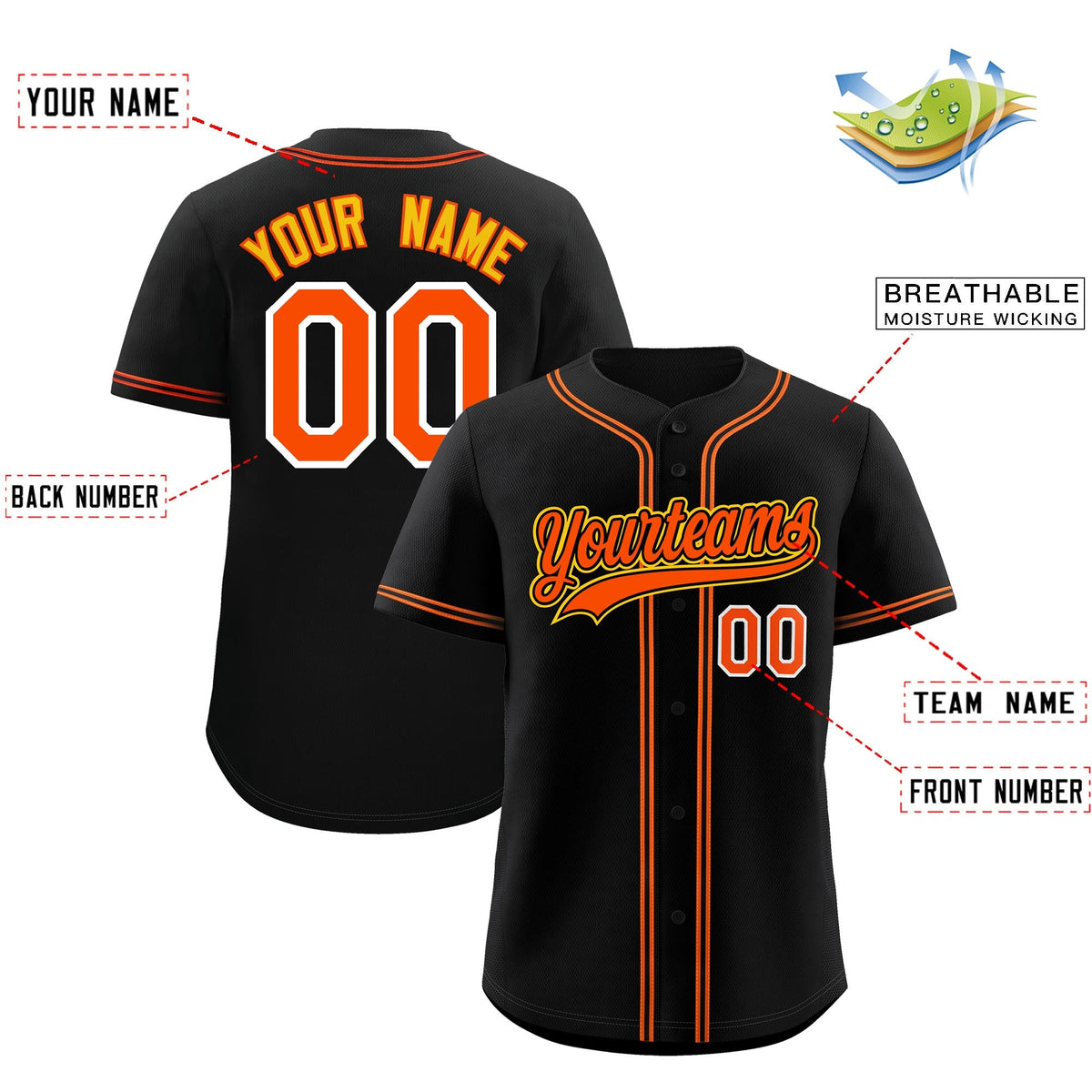 Custom Black Classic Style Stitched Sports Uniform Personalized For Teams Lightweight Baseball Jersey| KXKSHOP