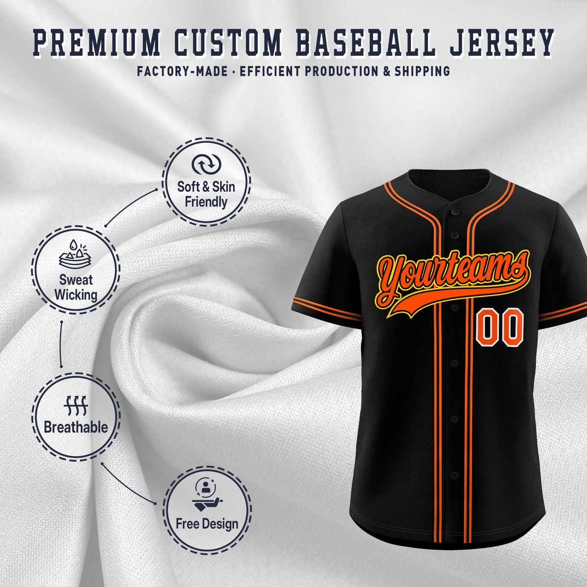 Custom Black Classic Style Stitched Sports Uniform Personalized For Teams Lightweight Baseball Jersey| KXKSHOP